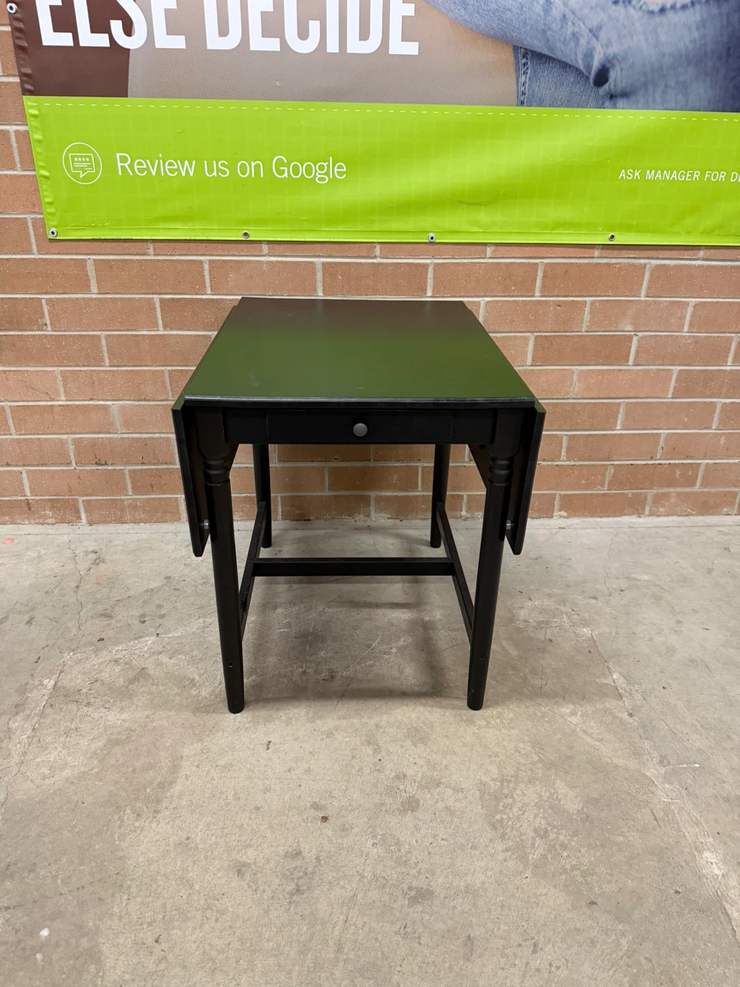 Black Drop Leaf Table with Drawer