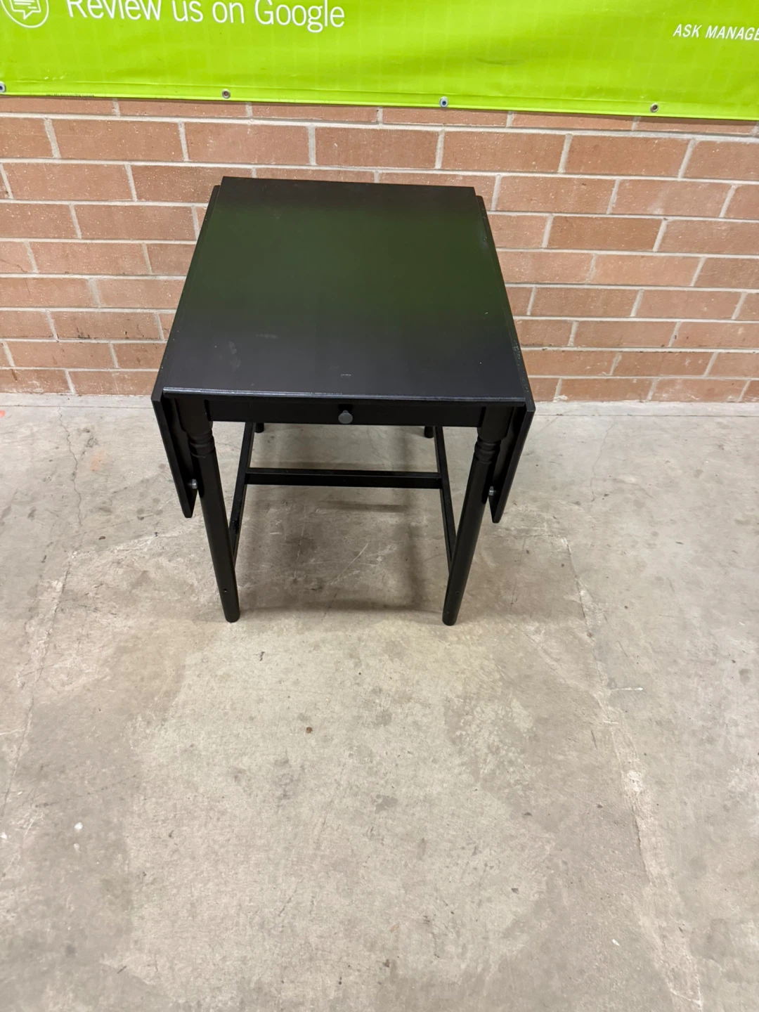 Black Drop Leaf Table with Drawer - photo 2