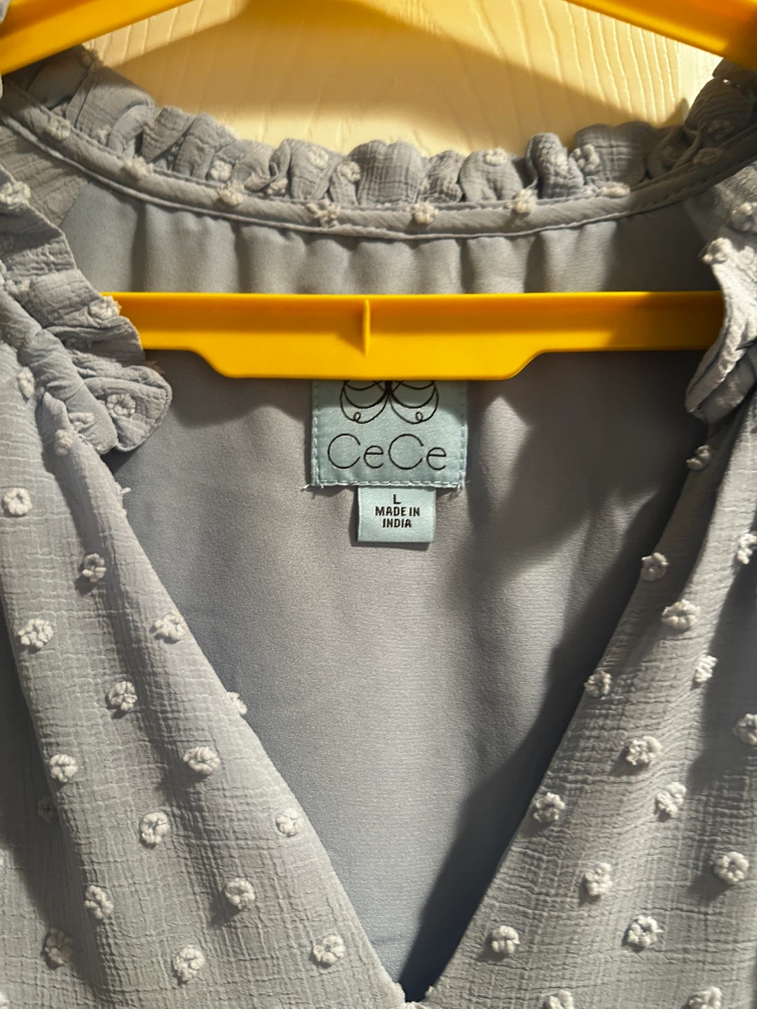 CeCe Women's Blue Swiss Dot Tiered Maxi Dress Size L