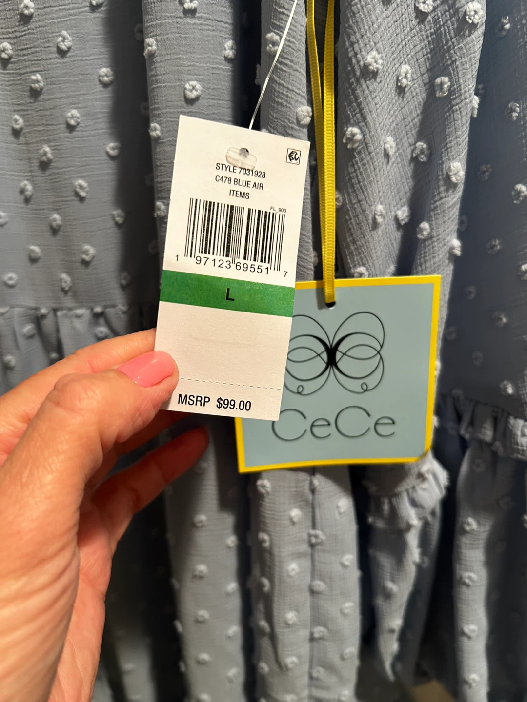 CeCe Women's Blue Swiss Dot Tiered Maxi Dress Size L - photo 2