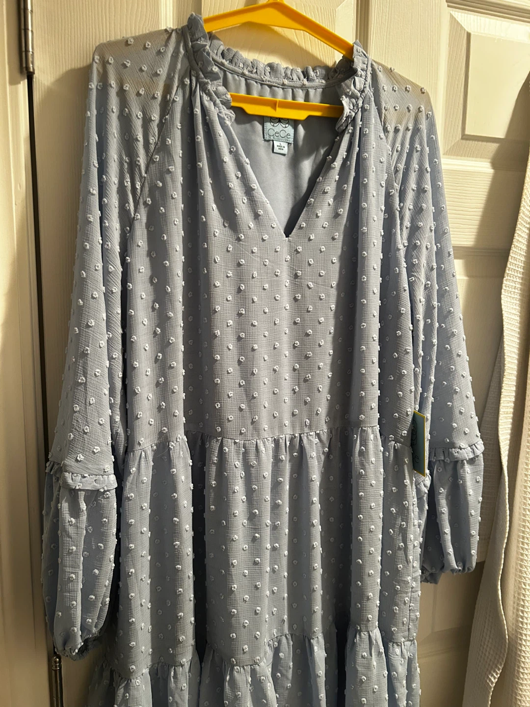 CeCe Women's Blue Swiss Dot Tiered Maxi Dress Size L - photo 4