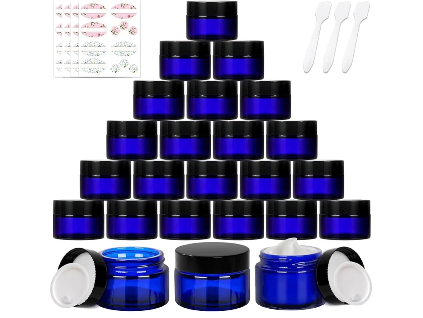 60 x 1 oz Cobalt Blue Glass Jars