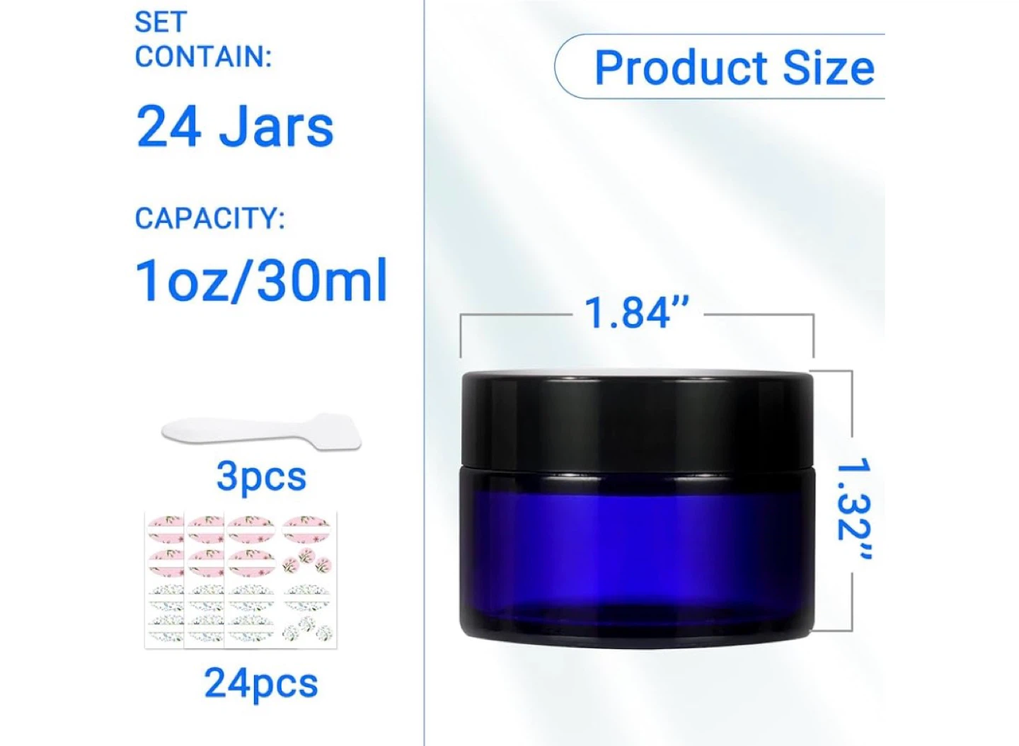 60 x 1 oz Cobalt Blue Glass Jars - photo 2