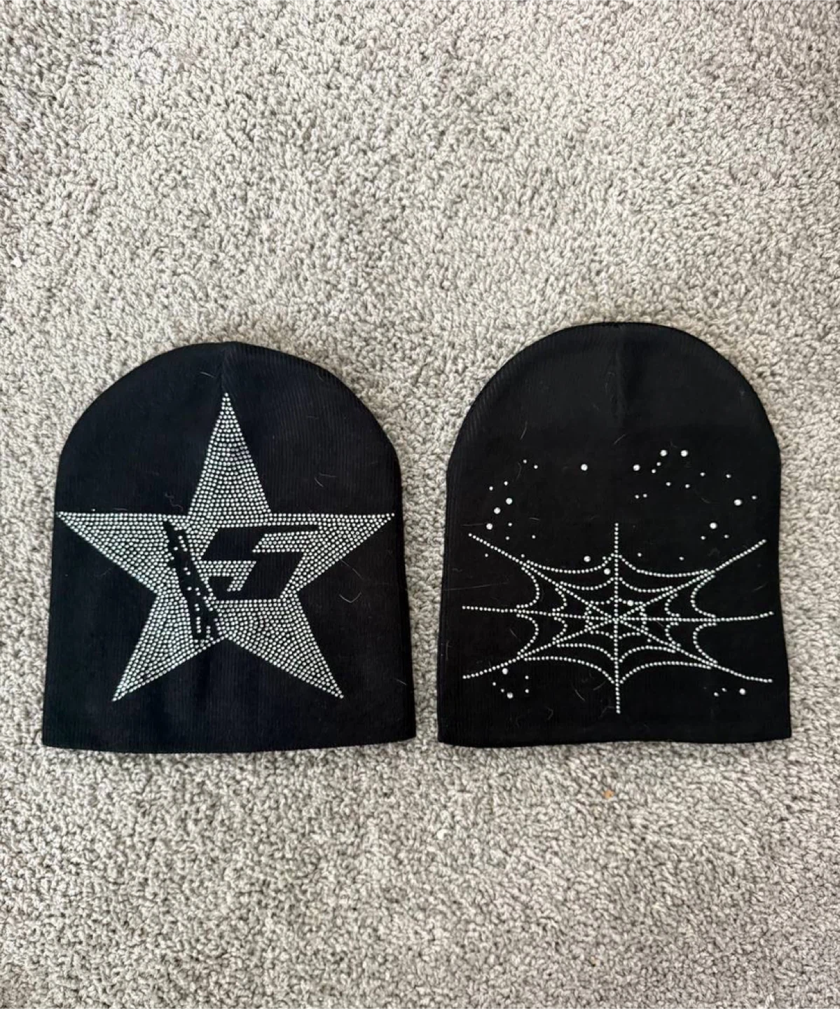 Sp5der Black Rhinestone Beanie - Brand New