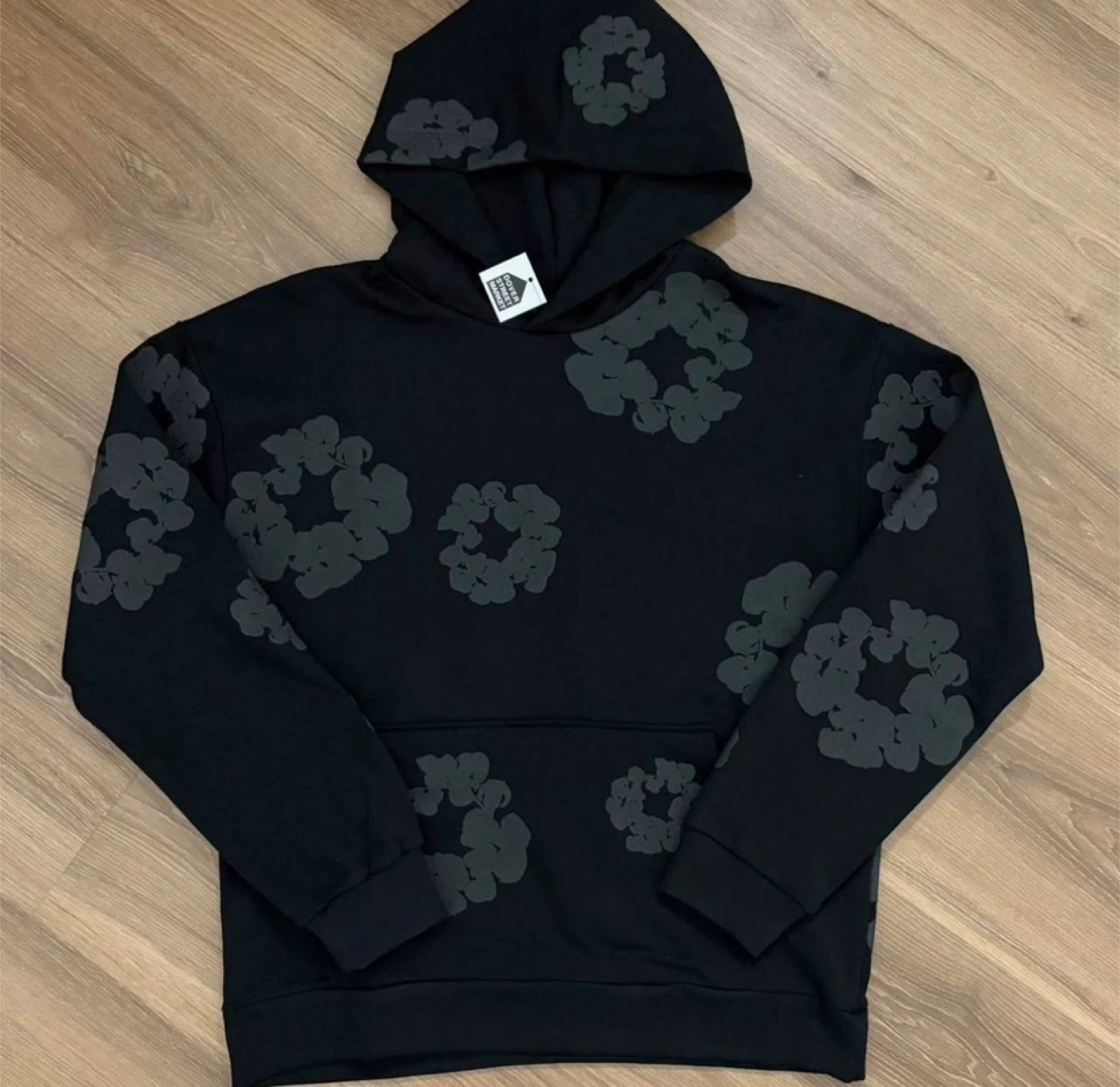 Denim Tears Black Cotton Wreath Hoodie - All Sizes