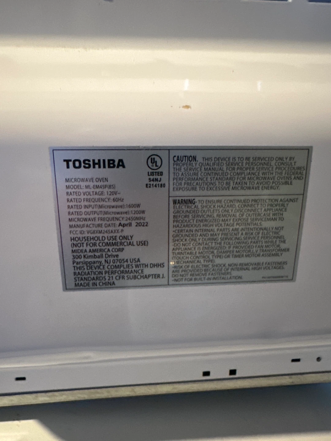 Toshiba Microwave Oven ML-EM45P(BS) - photo 4