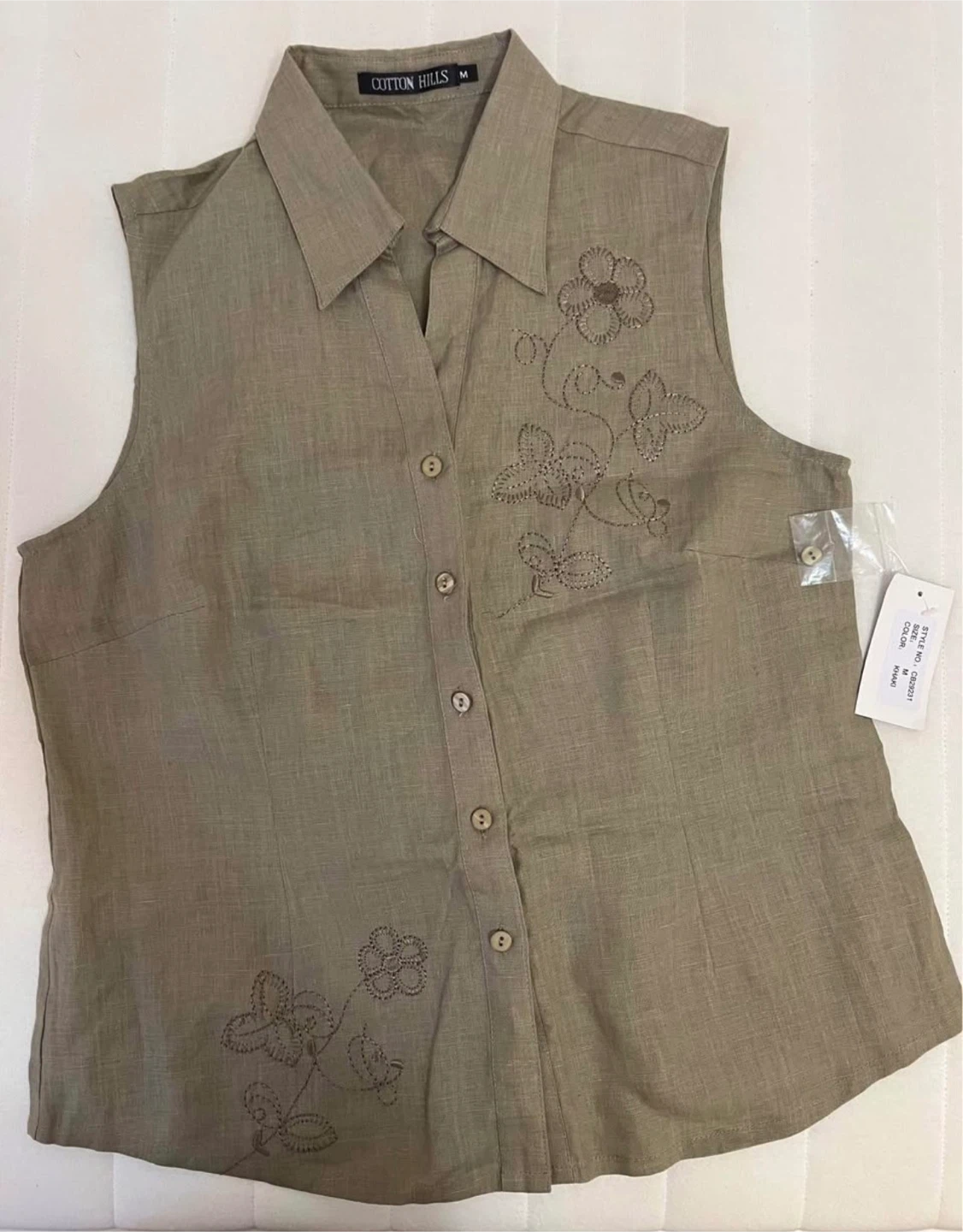 Cotton Hills Khaki Blouse Size - M