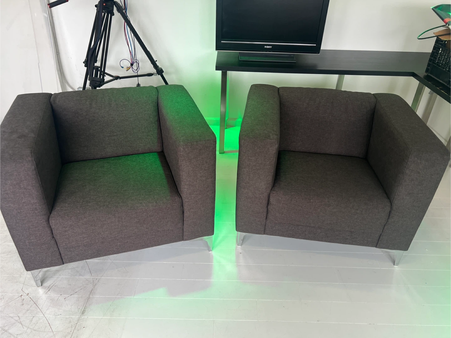 Modern Dark Grey Armchairs (Set of 2)