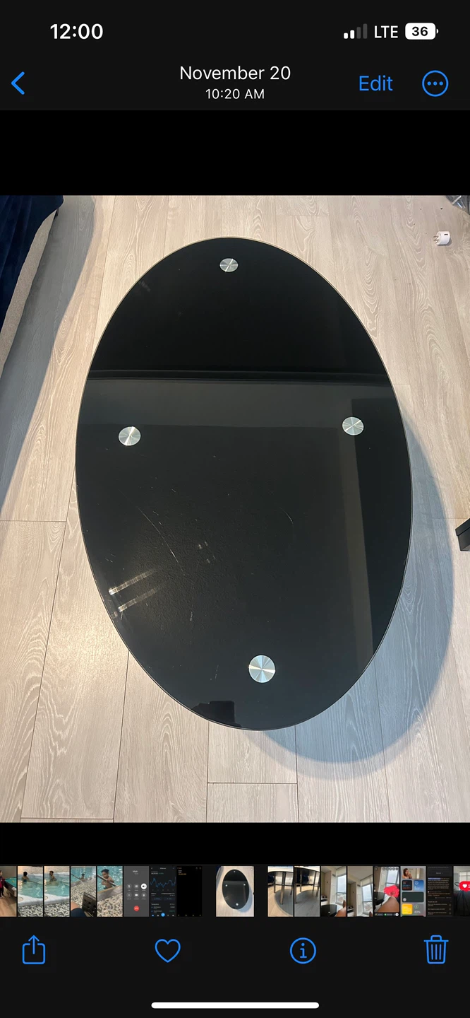 Oval Glass Coffee Table with Chrome Legs - photo 2