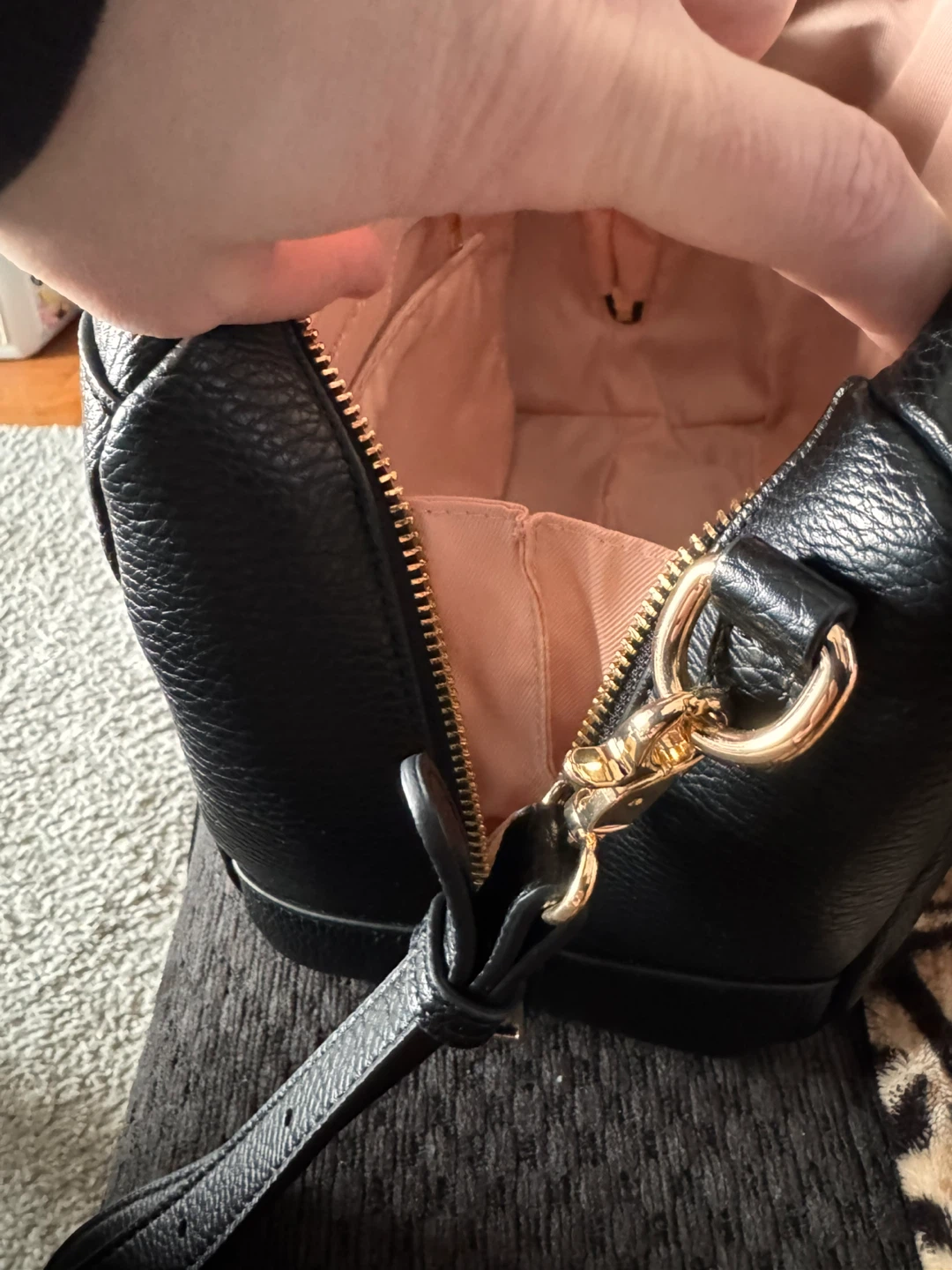Poppy & Peonies Black Leather Satchel Bag - photo 3