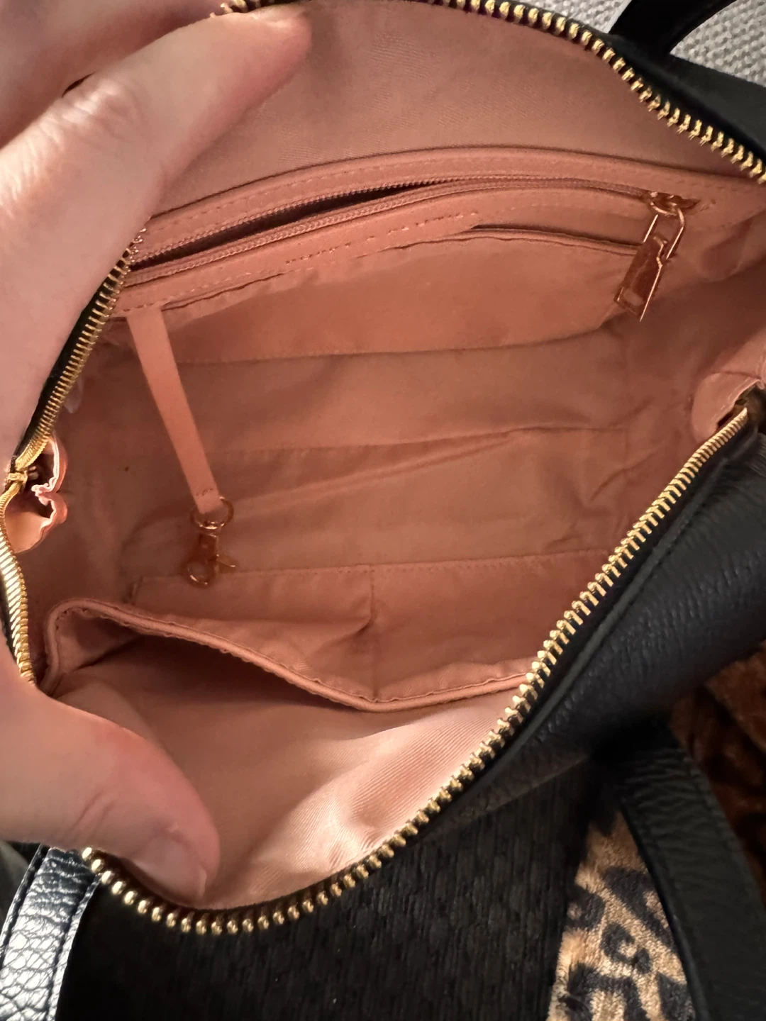 Poppy & Peonies Black Leather Satchel Bag - photo 2
