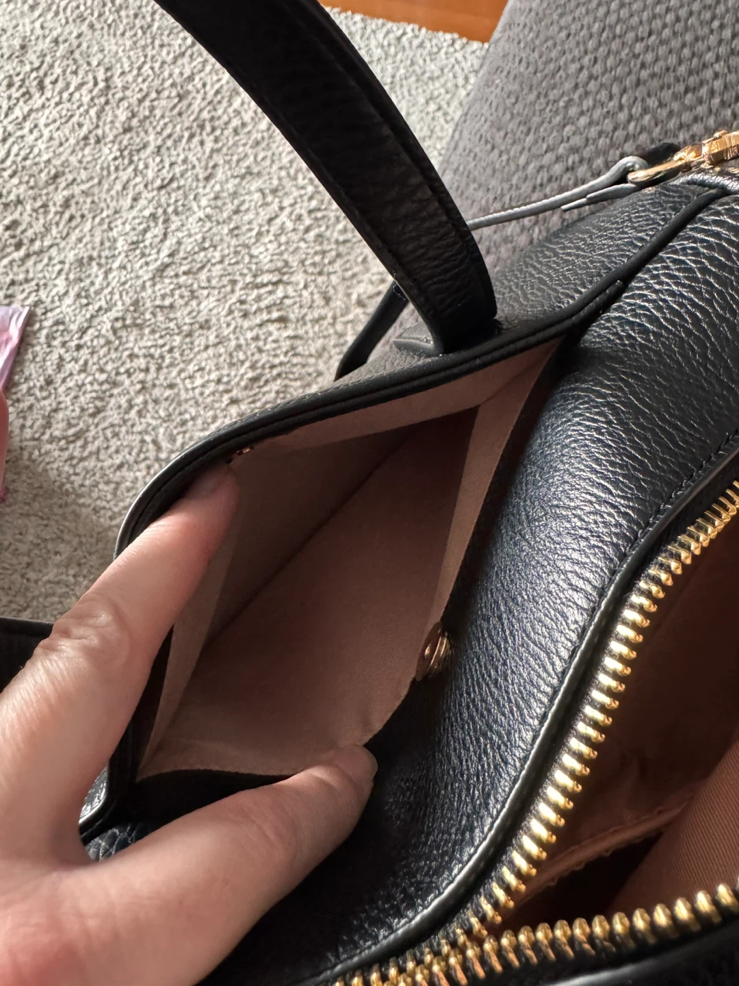 Poppy & Peonies Black Leather Satchel Bag - photo 4