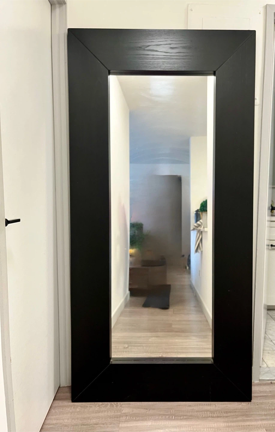 Large Black Wood Framed Floor Mirror – 37” x 75” x 2”