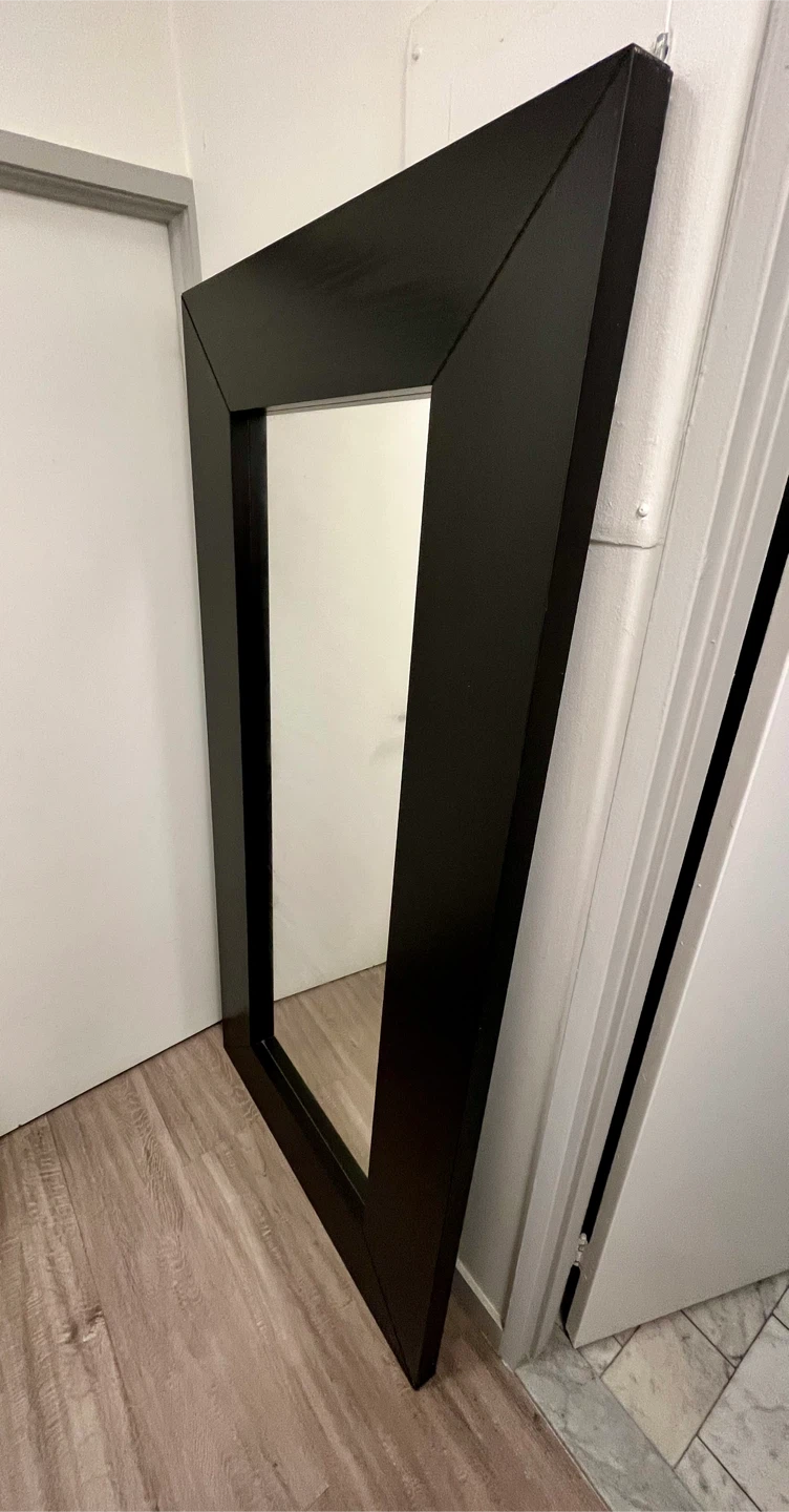 Large Black Wood Framed Floor Mirror – 37” x 75” x 2” - photo 2
