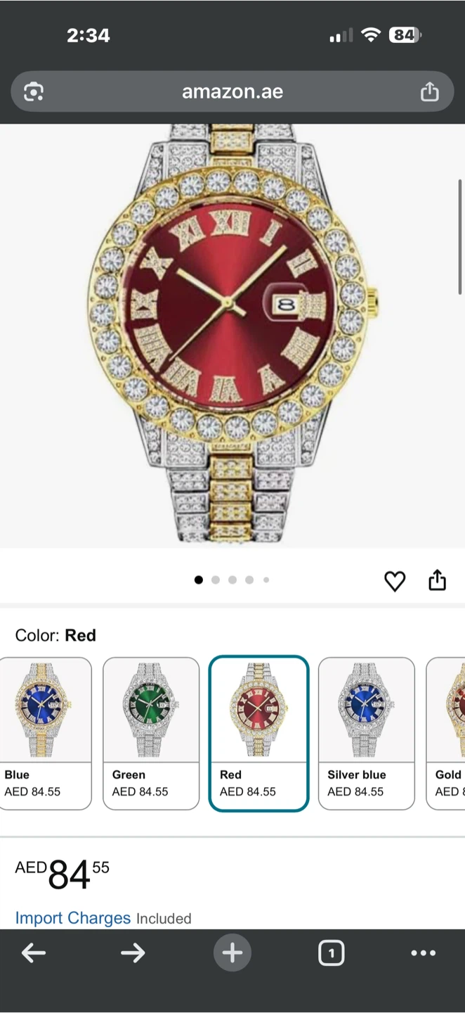 Men's/Women  Bling Watch with Roman Numerals - Red Dial - photo 5