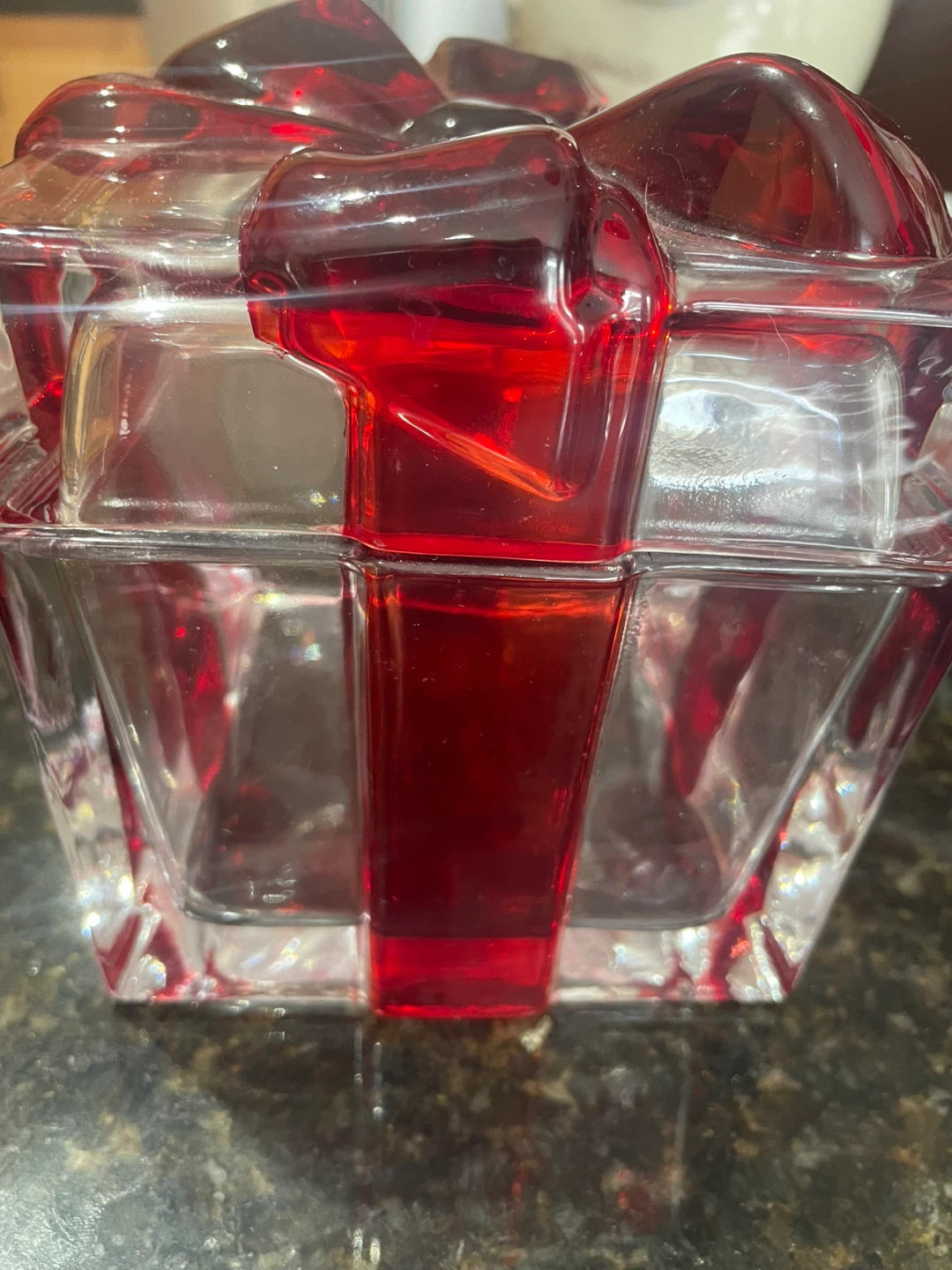 Clear Glass Present Box with Red Ribbon Accent - photo 2