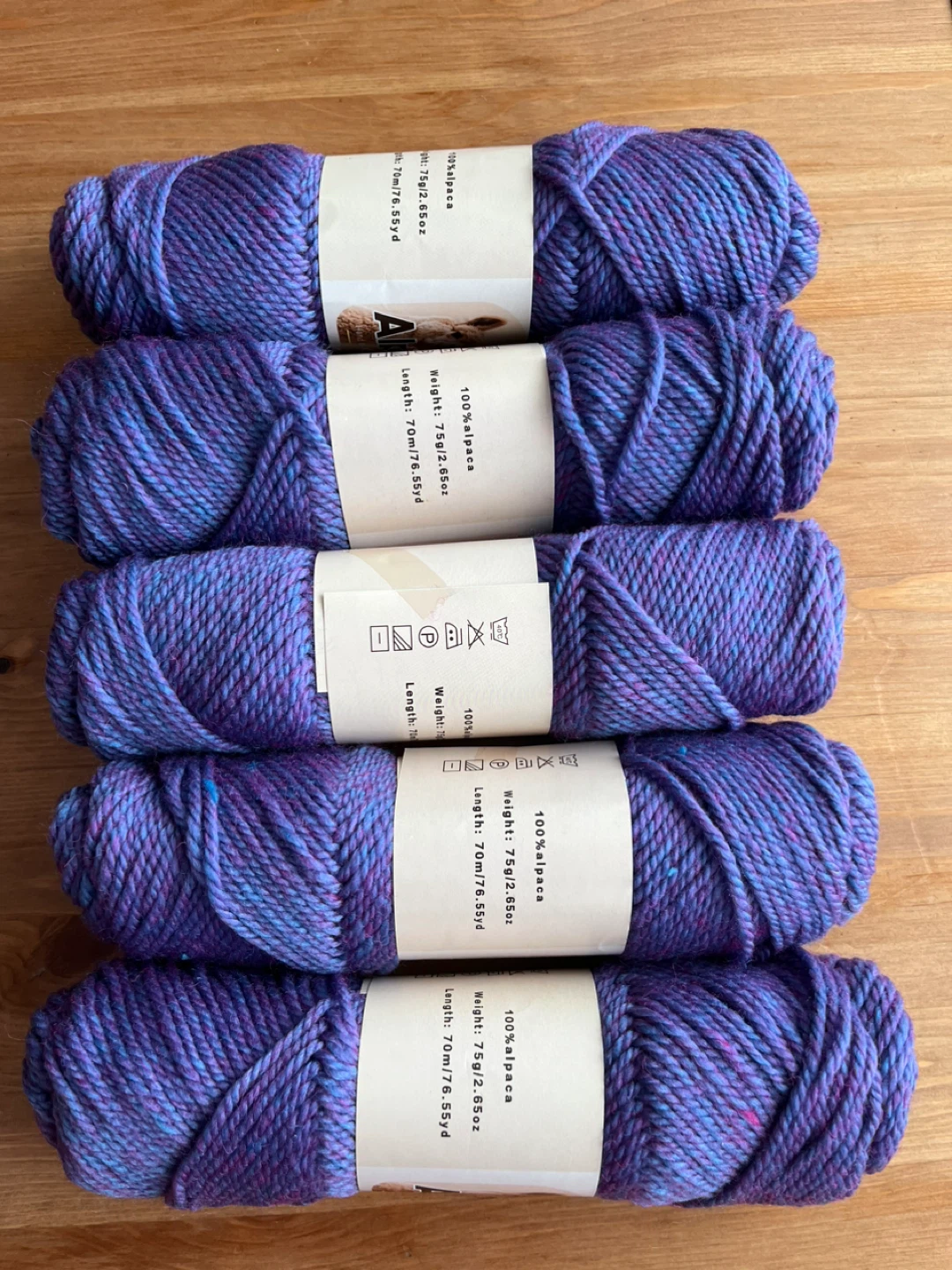 5 x 100% Alpaca Yarn Skeins - Purple Mix