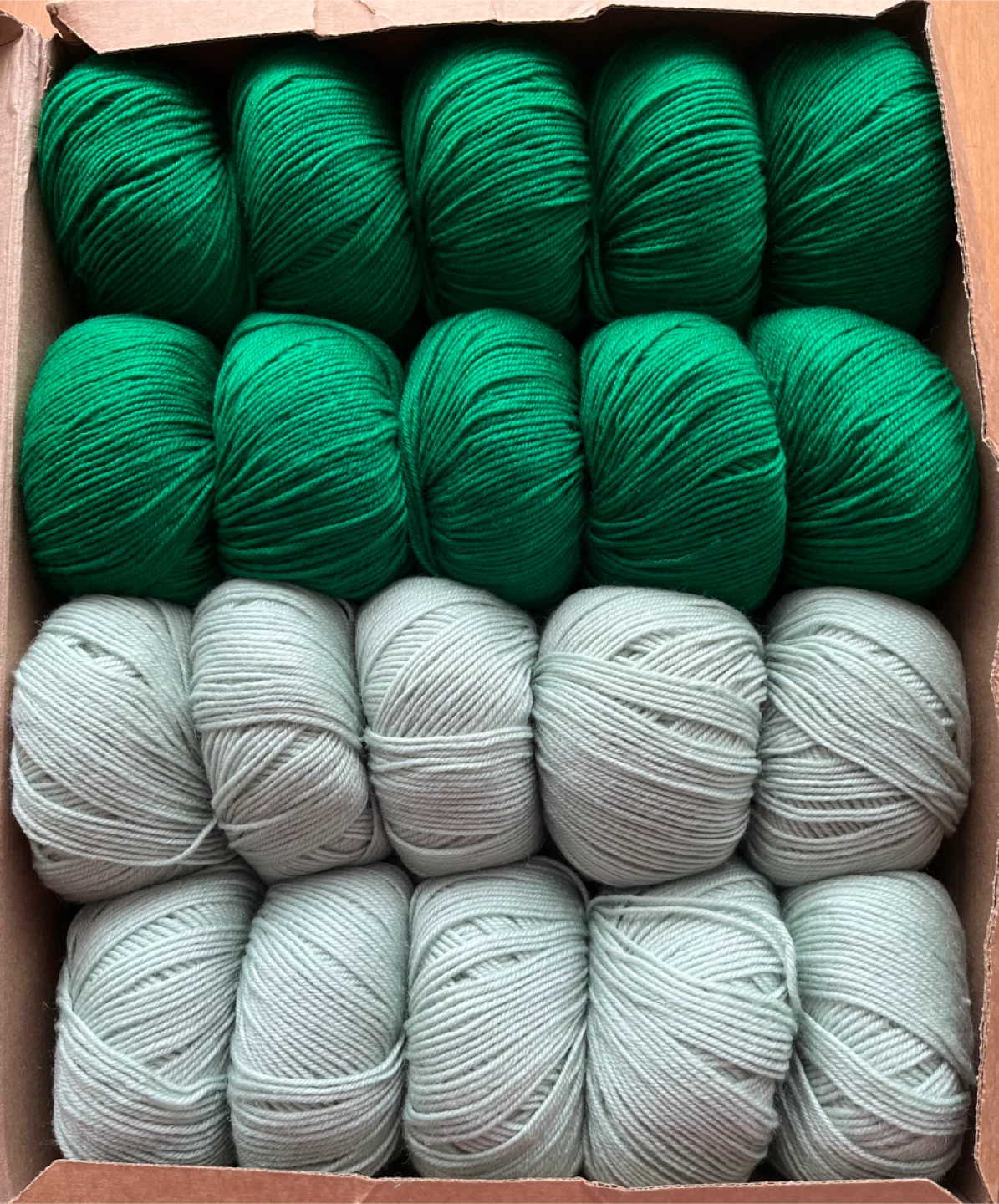 10 Skeins of Green & Light Green Yarn
