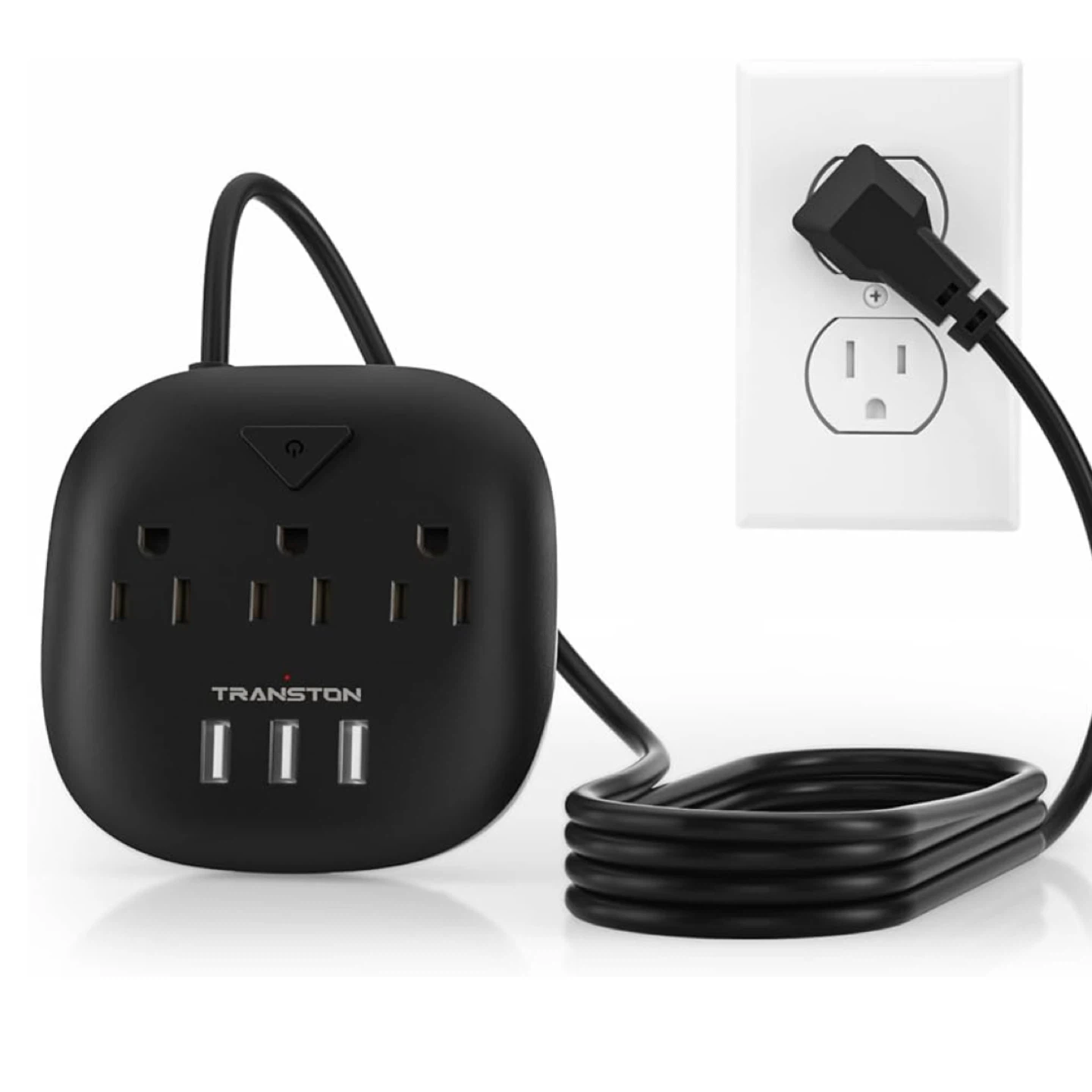 TRANSTON Power Strip with 3 AC Outlets and 3 USB Ports