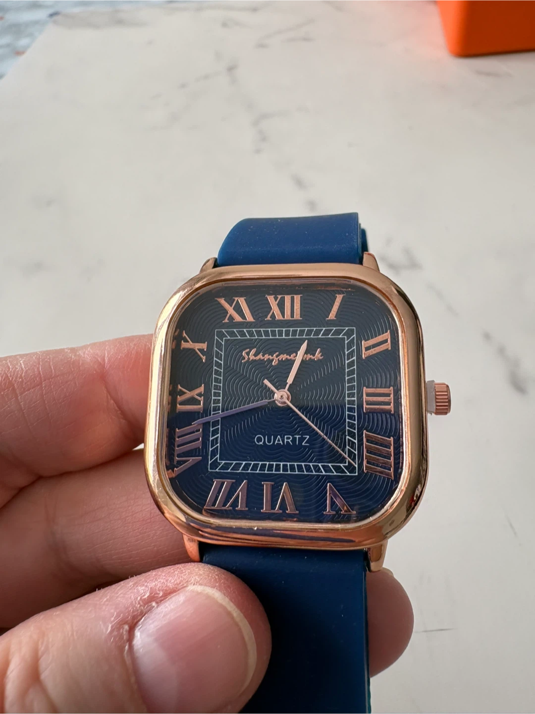 Navy Blue Strap Rose Gold Case Quartz Women’s Watch (No Box)