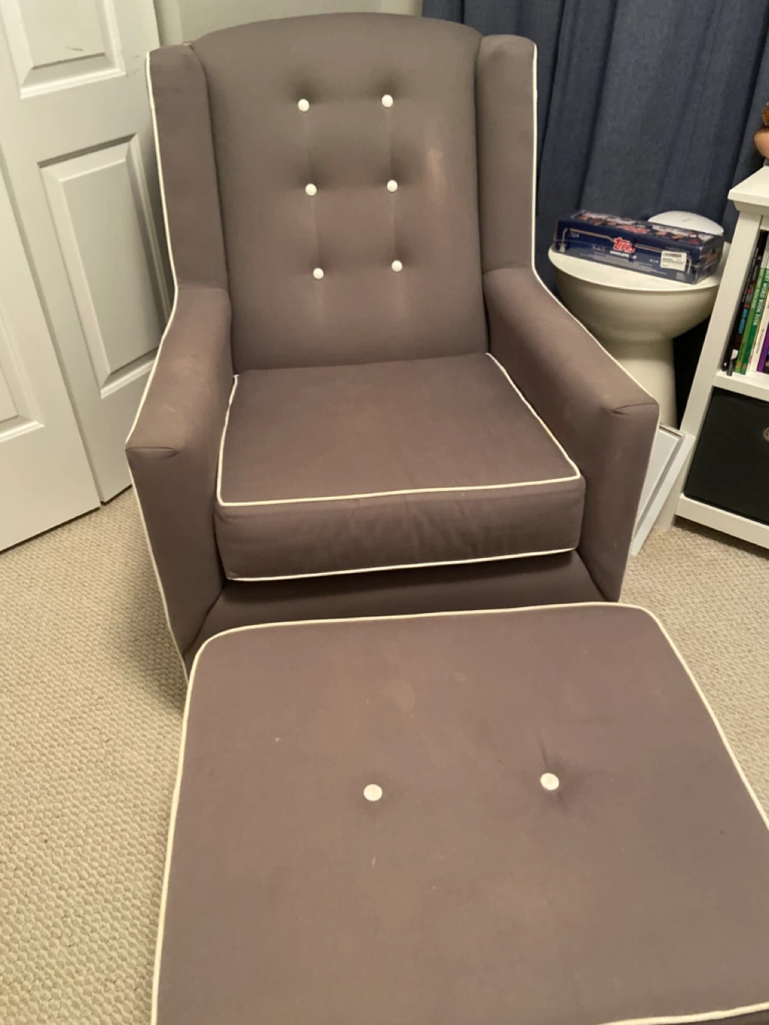 Gray Glider Chair and Ottoman Set