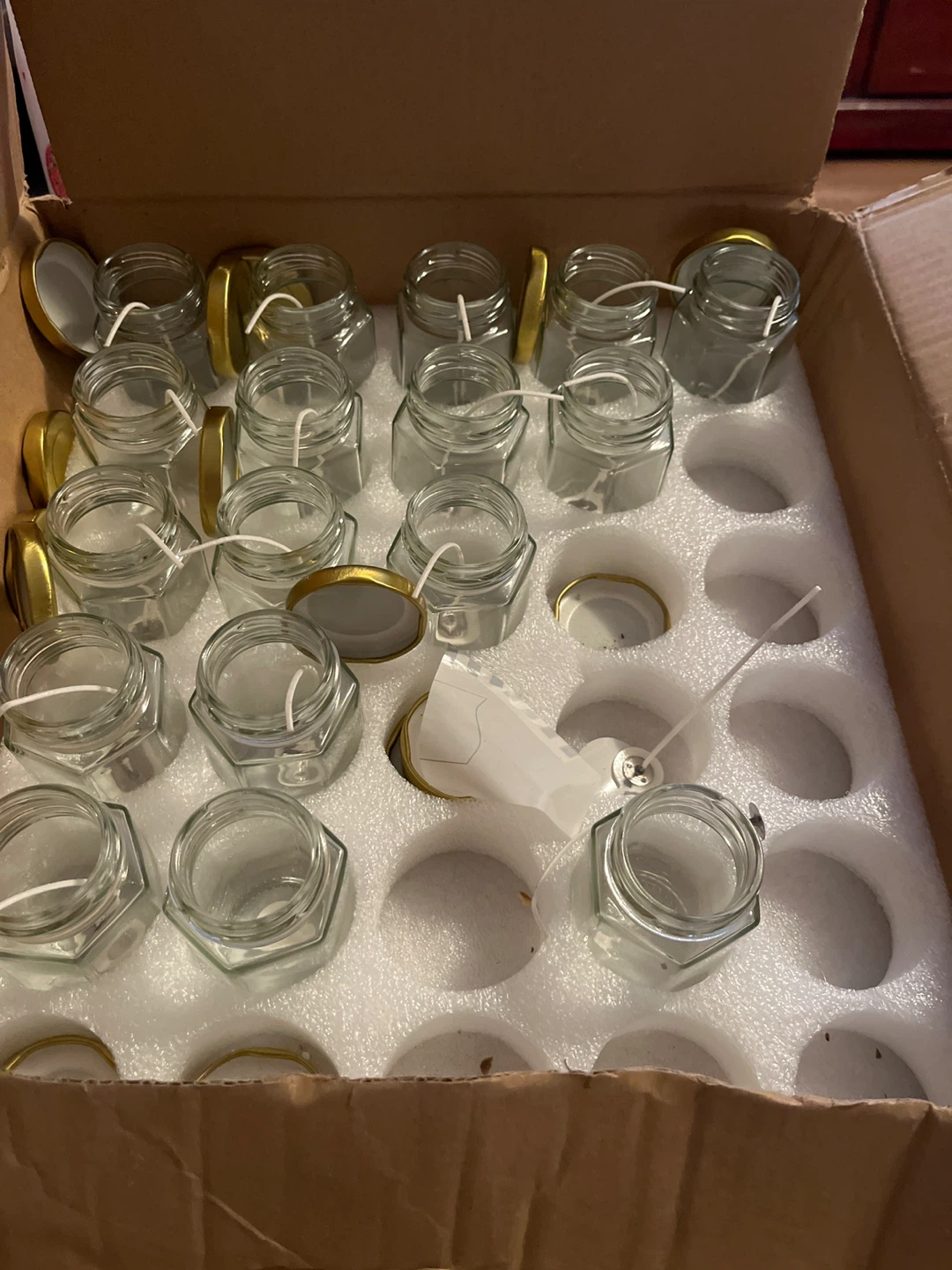 Hexagonal Glass Jars with Lids for Candles or Crafts
