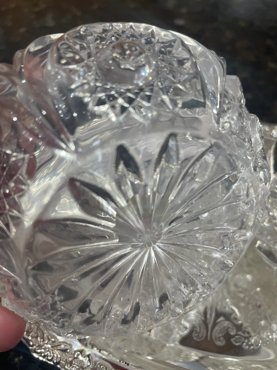 Crystal and Silver Tone Condiment Set - photo 5
