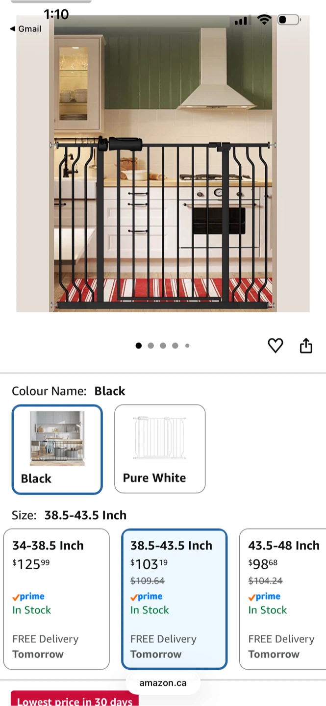 🧡 MUST GO! Black Metal Baby/pet Gate 38.5-43.5 Inch