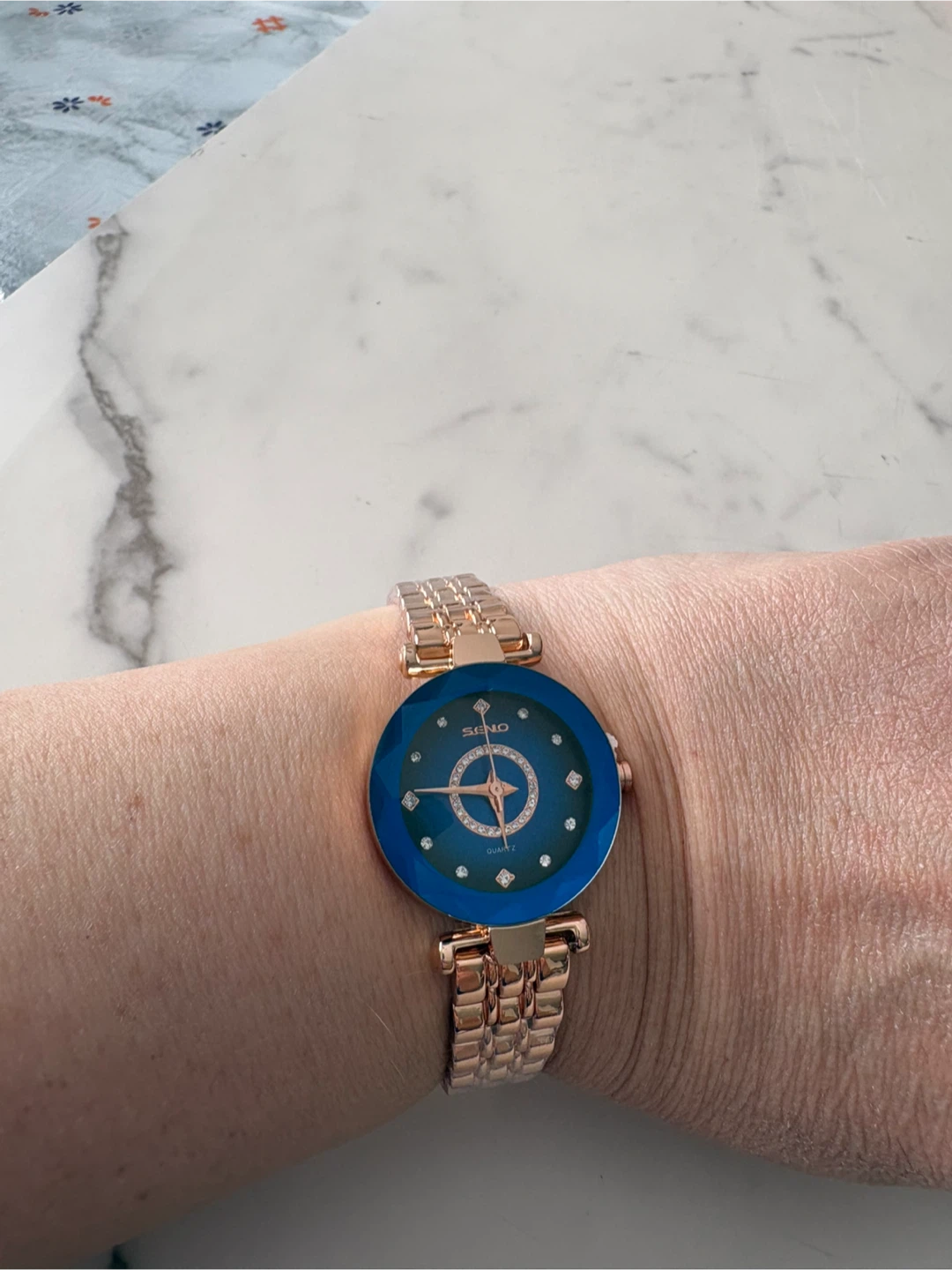 SENO Rose Gold Women’s Watch – Blue Crystal Dial (New, Boxed)