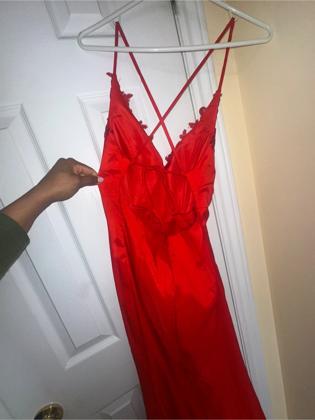 Red Formal Gown with Lace Sequin Detail - photo 4