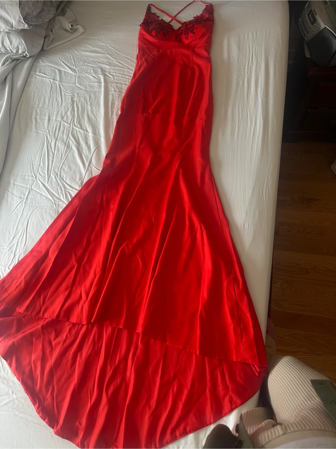 Red Formal Gown with Lace Sequin Detail - photo 2