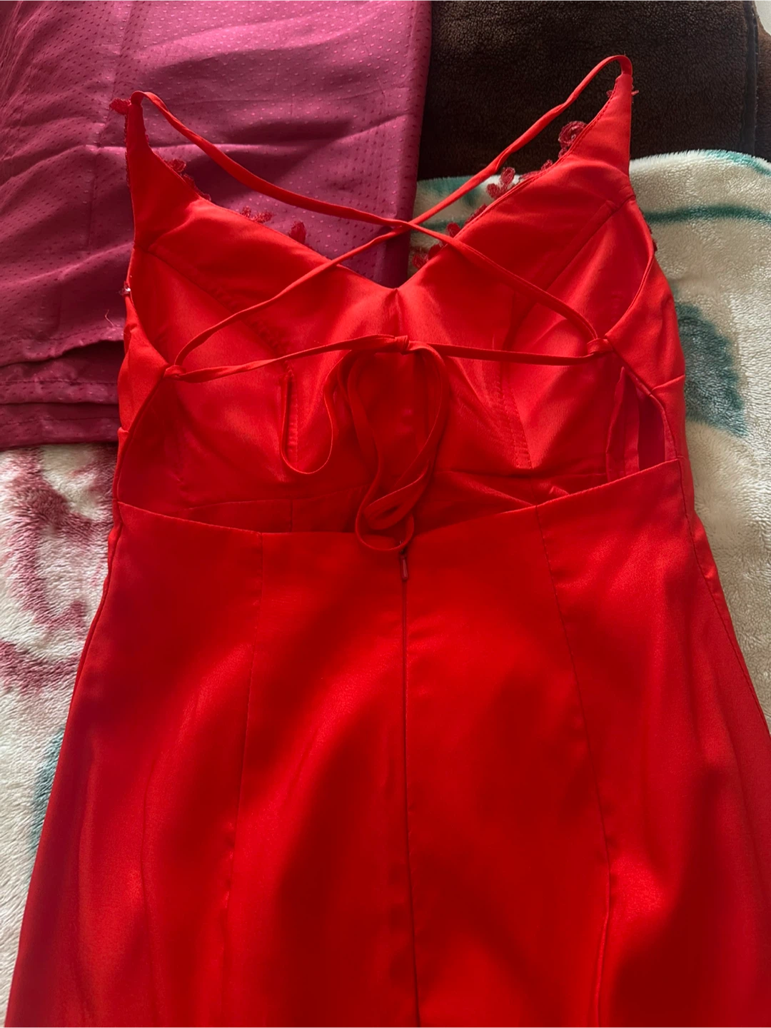 Red Formal Gown with Lace Sequin Detail - photo 5