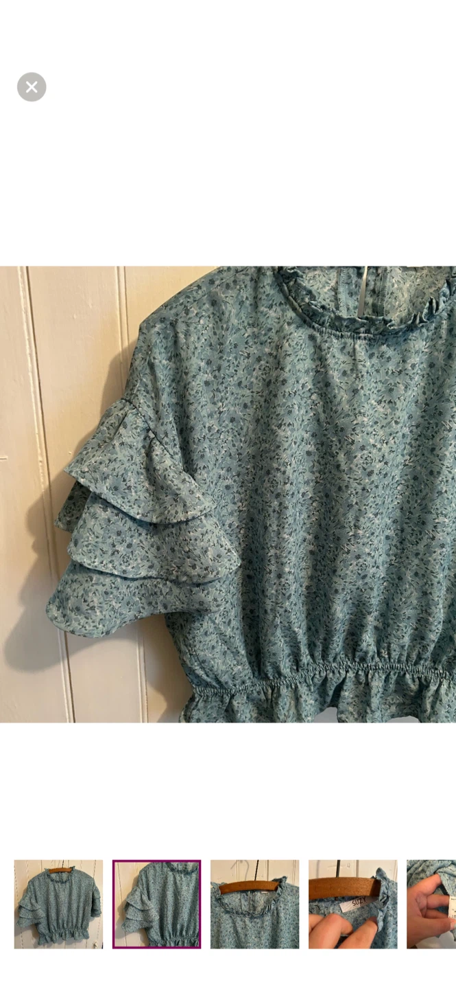 Suzy sheir medium blue floral blouse - photo 2