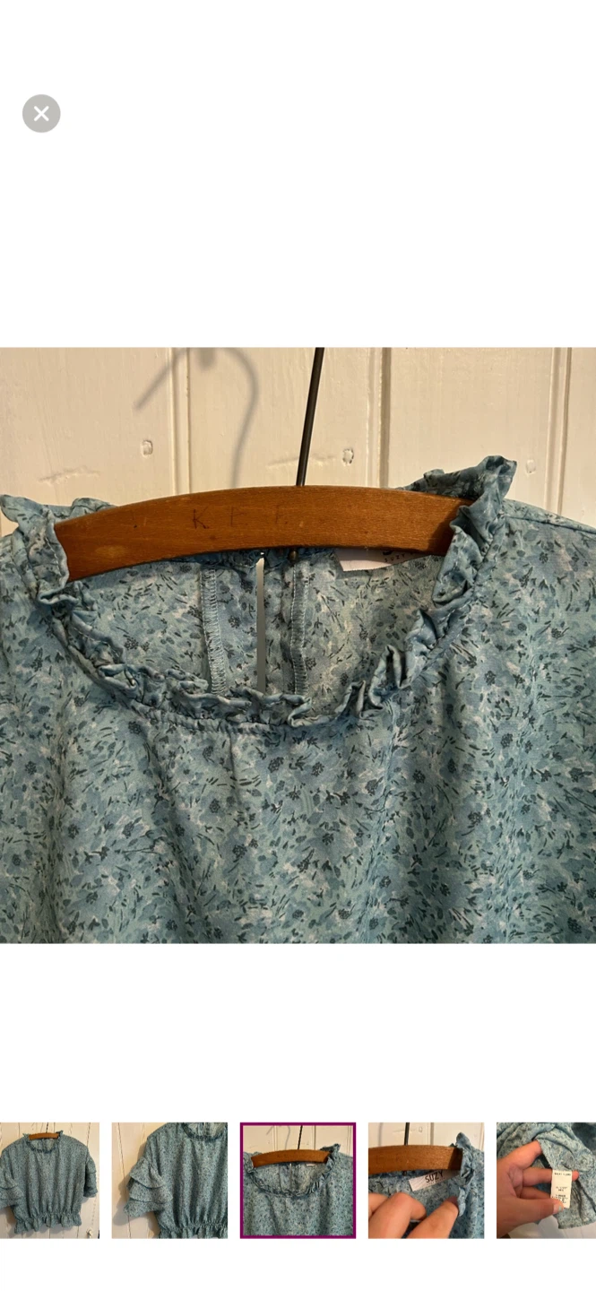 Suzy sheir medium blue floral blouse - photo 3