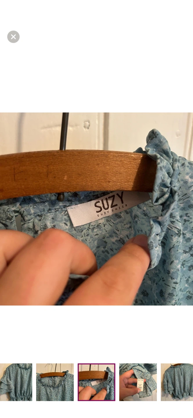 Suzy sheir medium blue floral blouse - photo 4