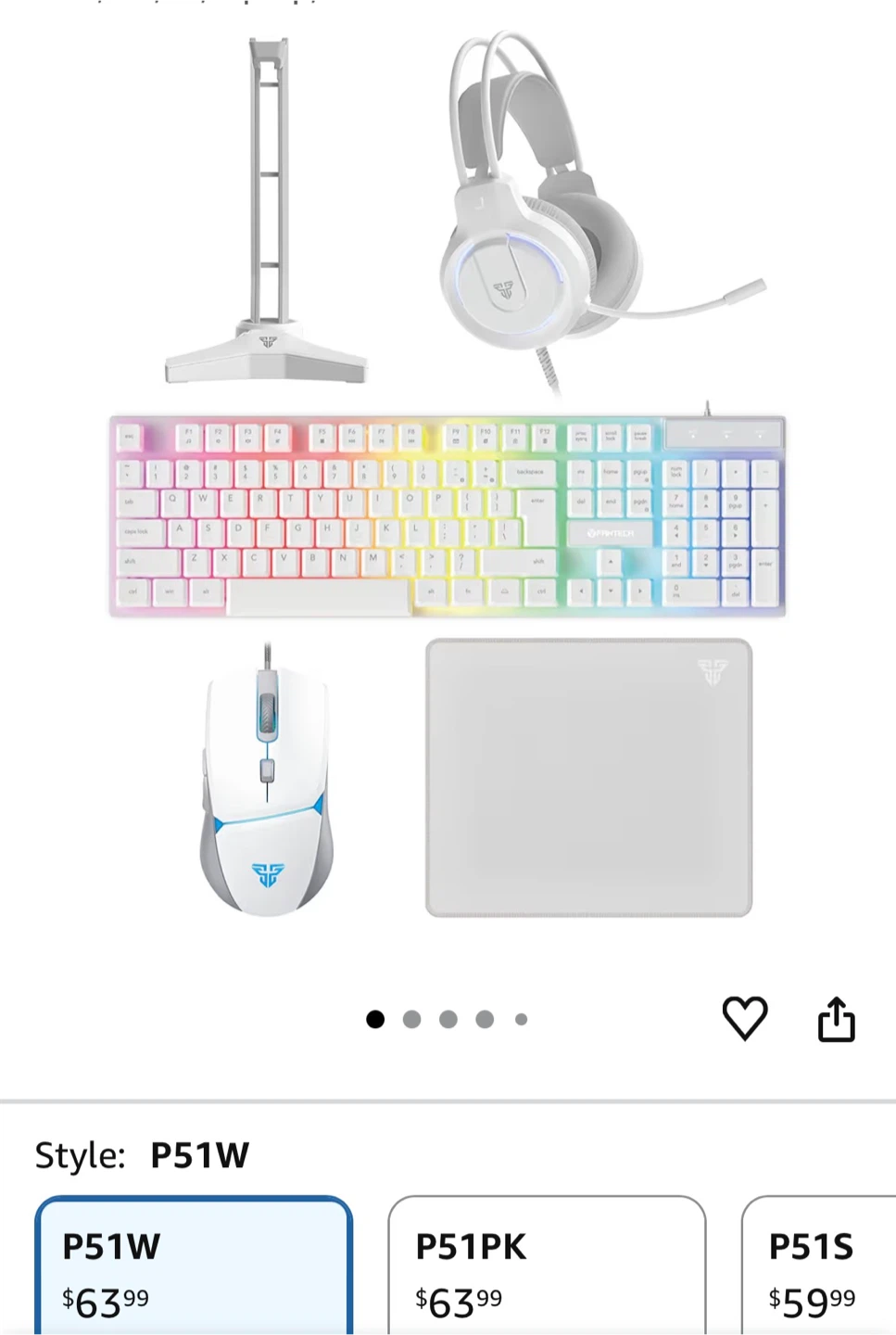 Fantech P51W Gaming Headset, Keyboard, Mouse & Mousepad Bundle