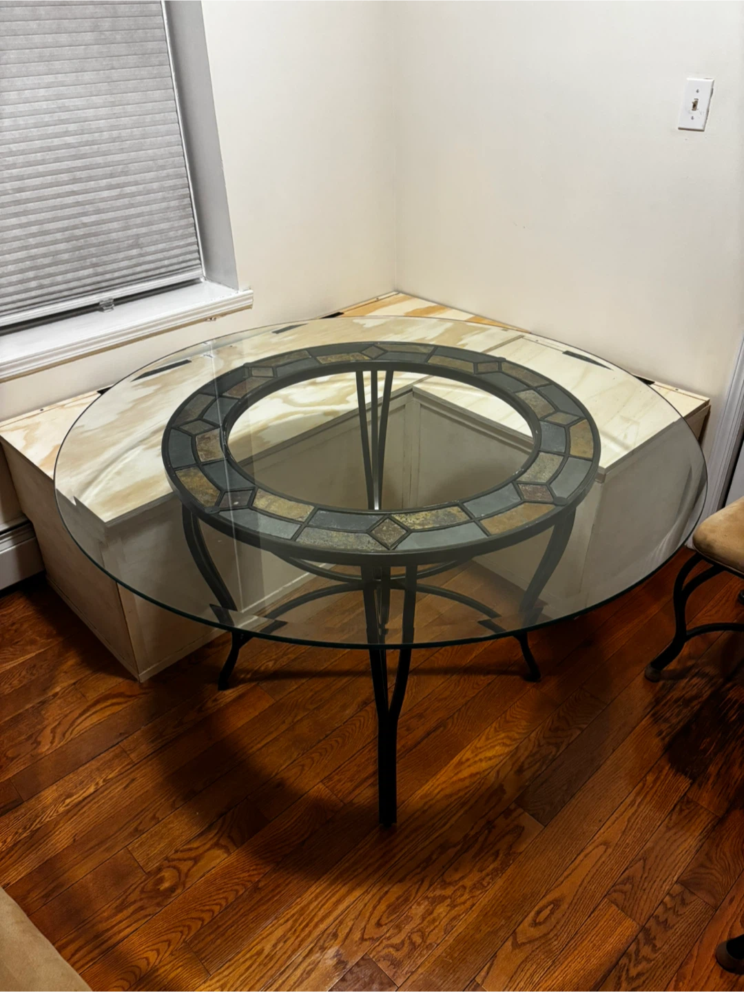 Round Glass Dining Table with 4 Chairs