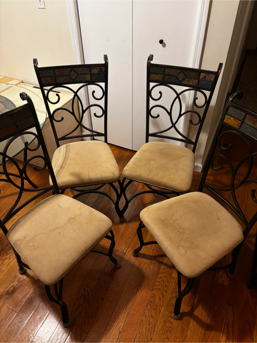 Round Glass Dining Table with 4 Chairs - photo 3
