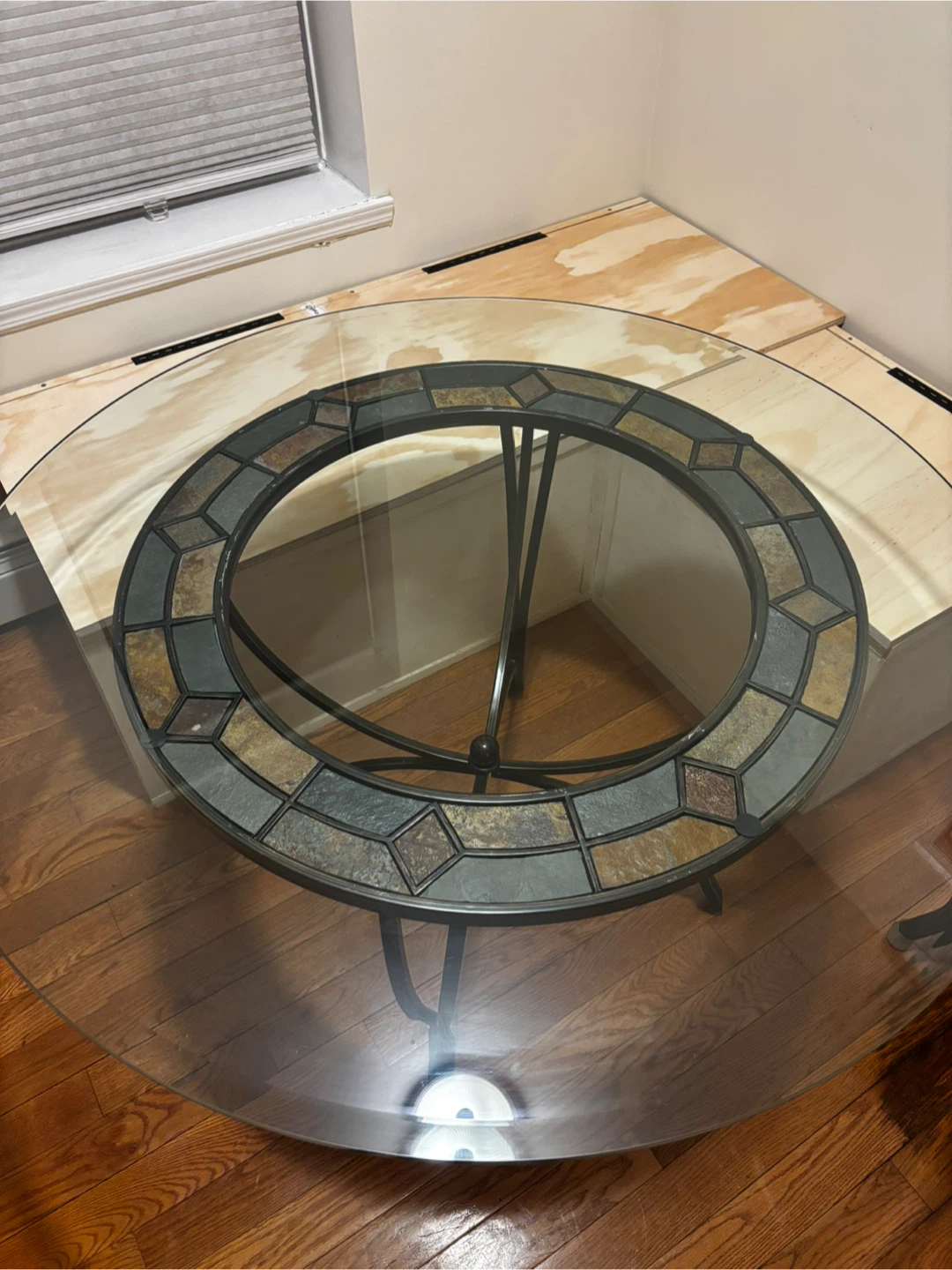 Round Glass Dining Table with 4 Chairs - photo 2