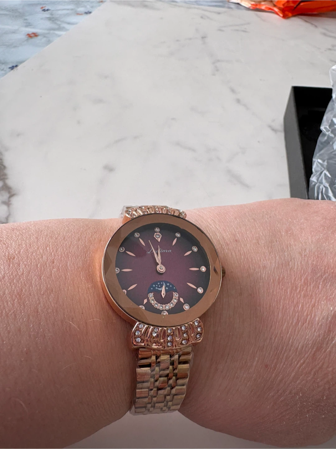 DEDIMA Rose Gold Women’s Watch – Crystal Dial – Boxed
