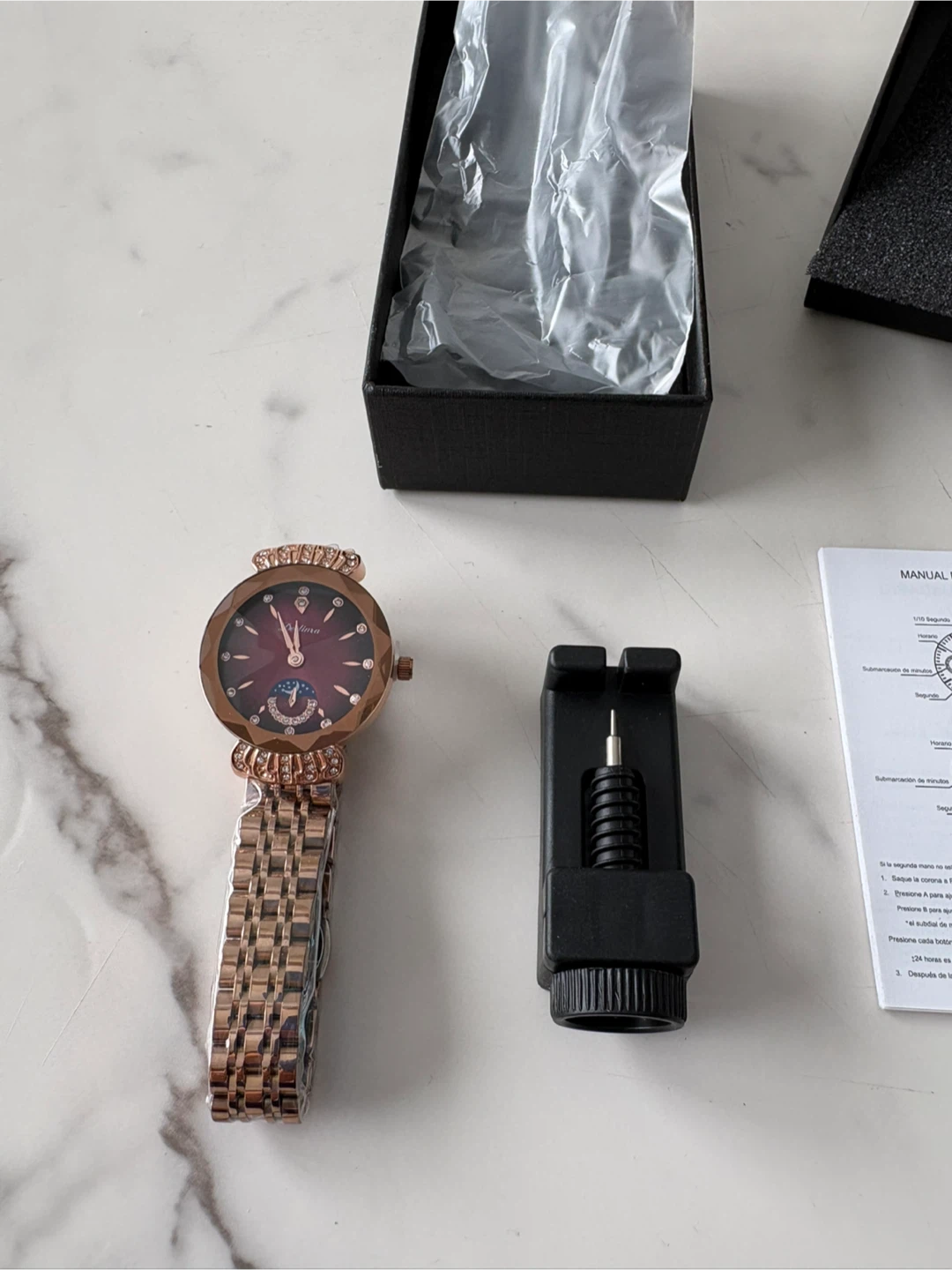 DEDIMA Rose Gold Women’s Watch – Crystal Dial – Boxed - photo 3