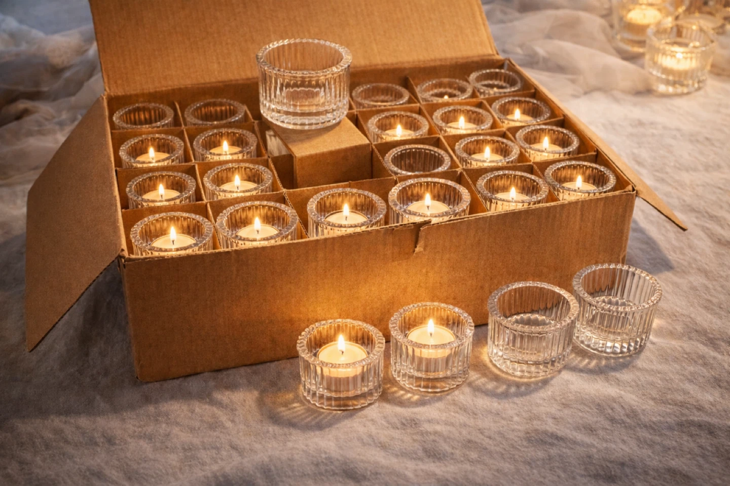 Elegant Ribbed Glass Candle Holders – Bulk Available - photo 2