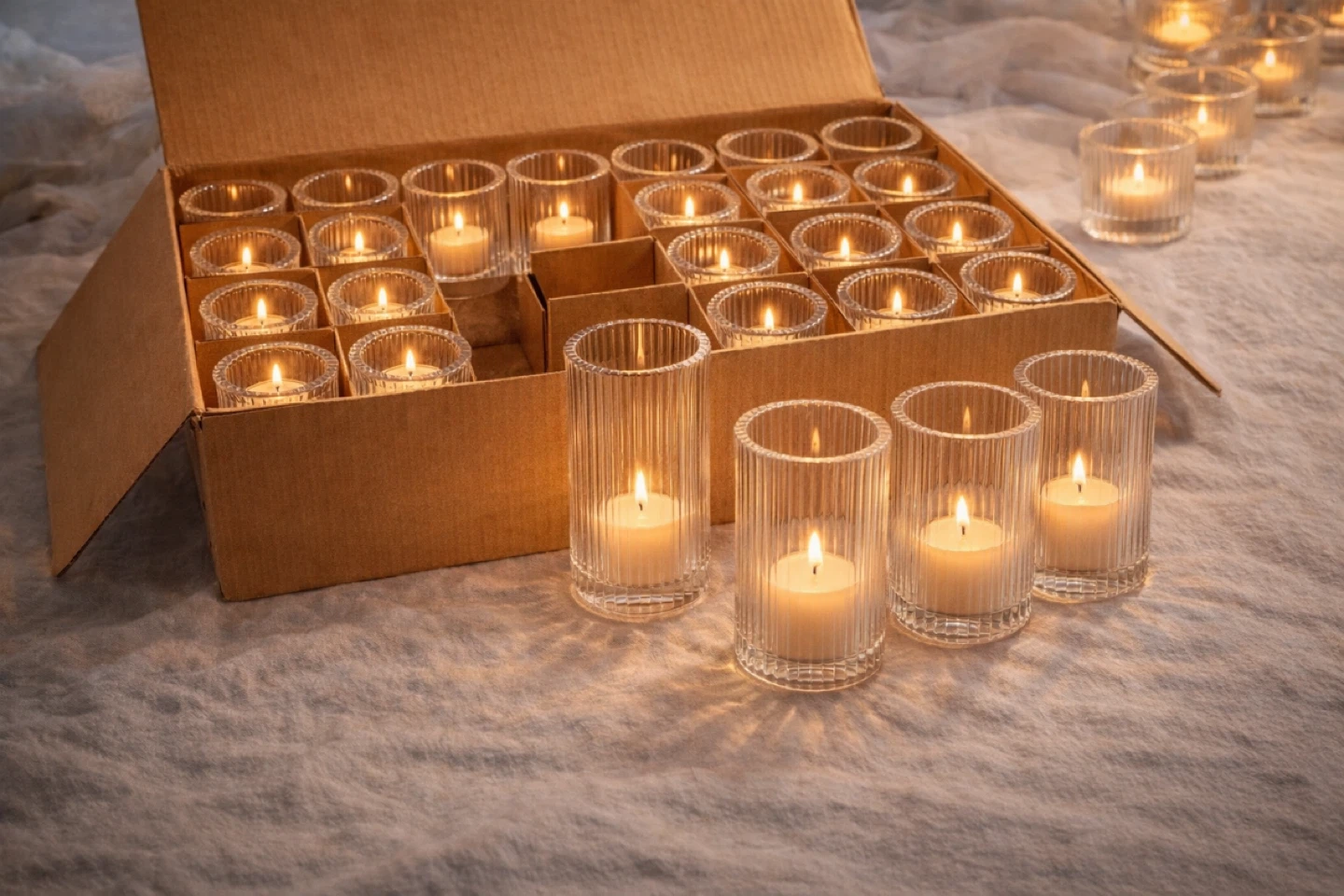Elegant Ribbed Glass Candle Holders – Bulk Available - photo 3