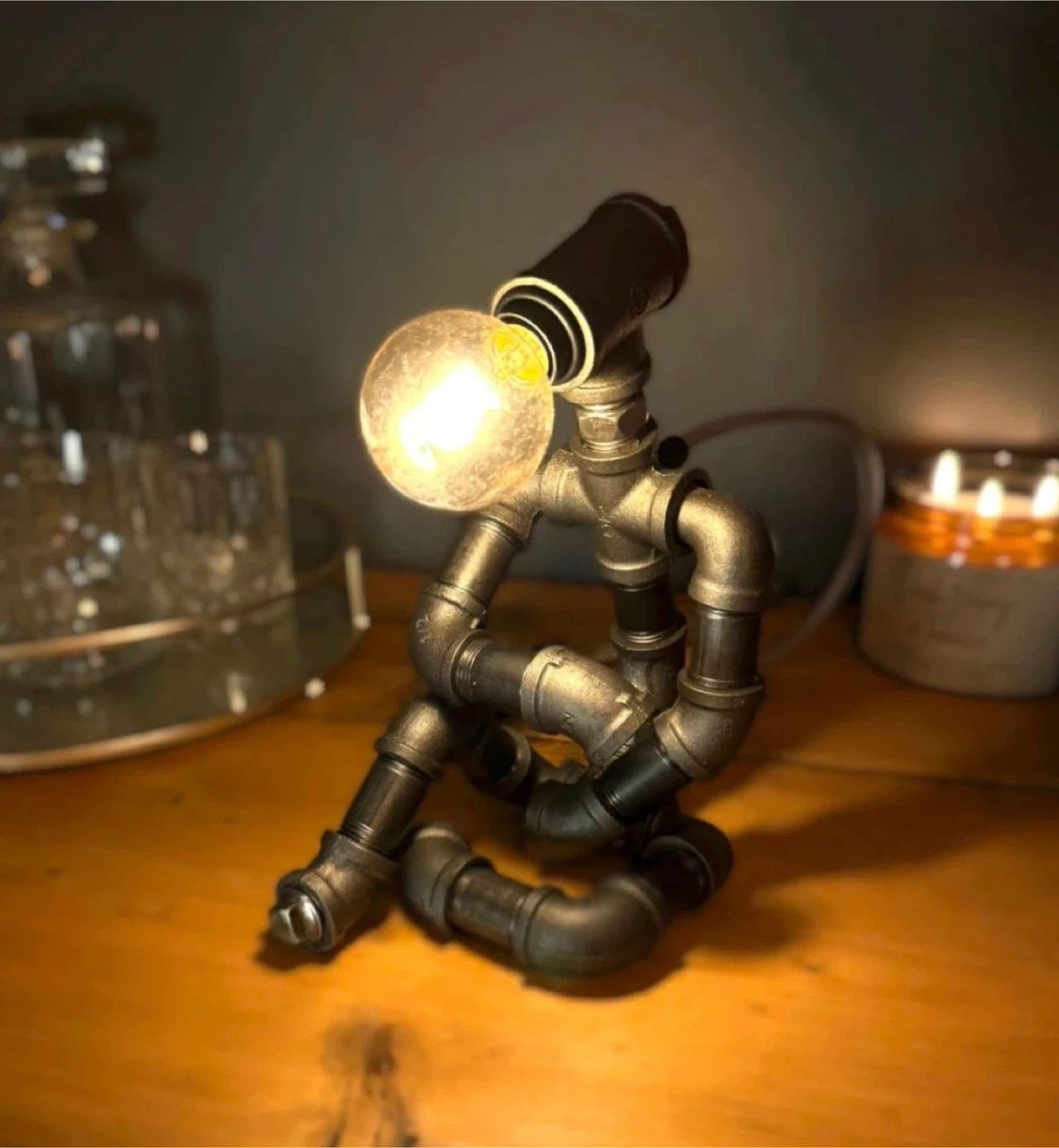 Steampunk Pipe Robot Desk Lamp - photo 2