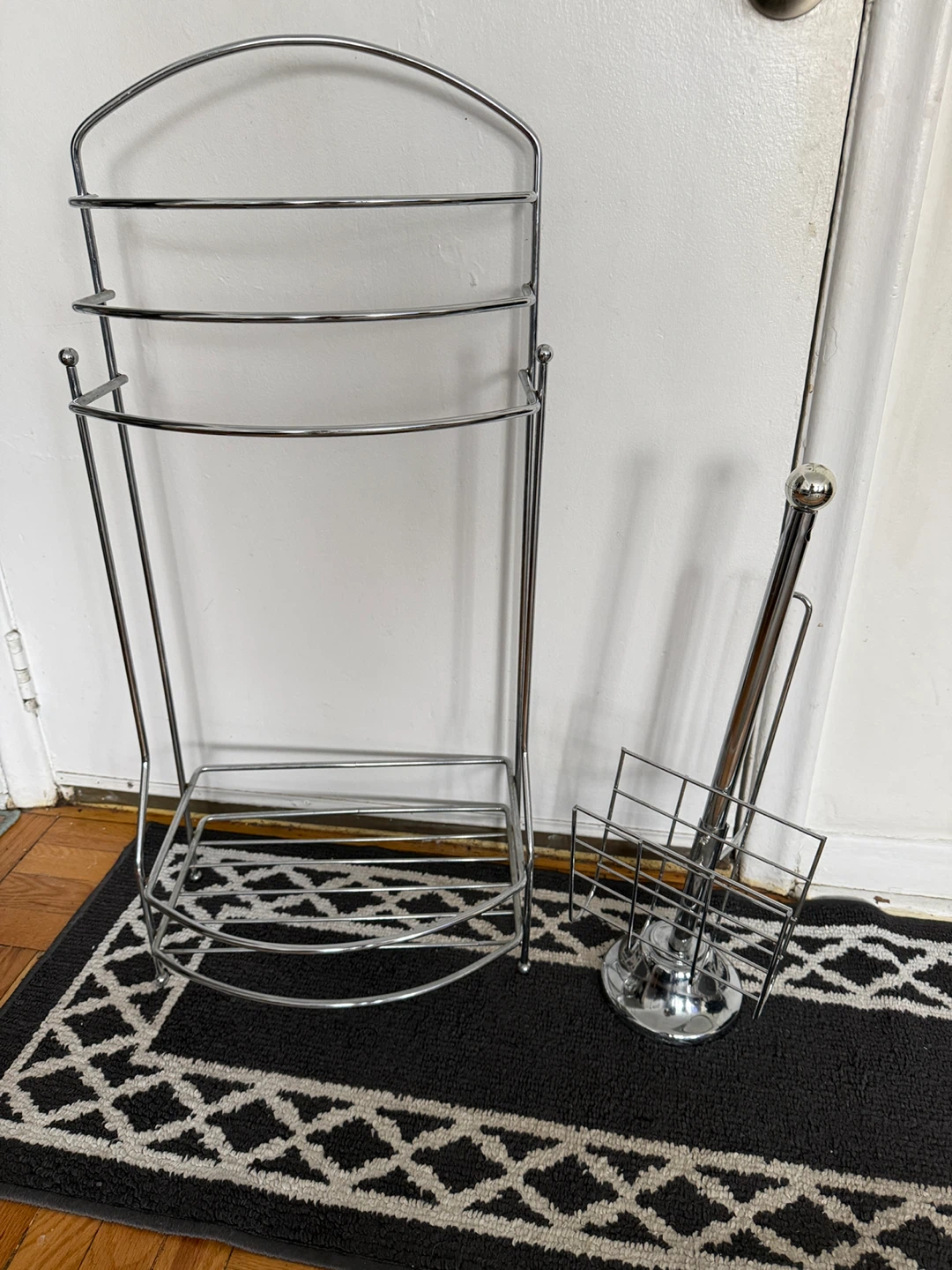 Chrome Towel Rack and Magazine Stand