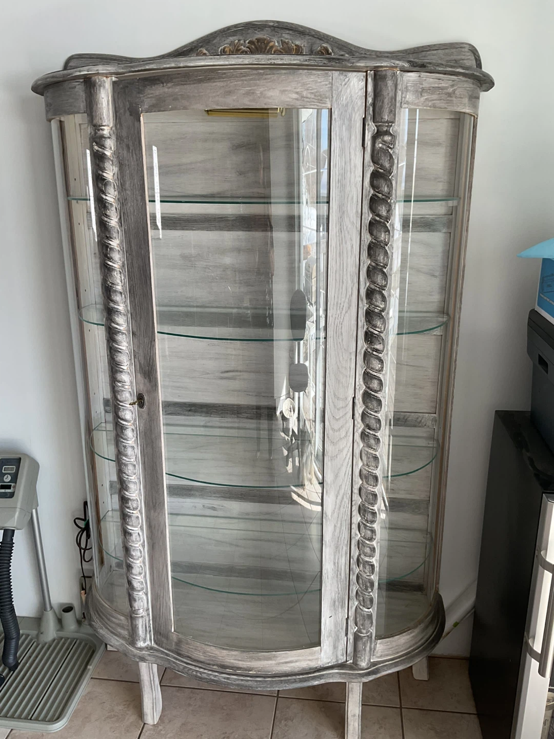 Vintage Curio Cabinet with Glass Doors