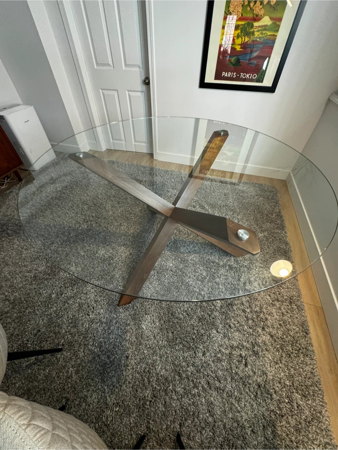 Glass Round Dining Table  and 4 Upholstered Chairs - photo 4