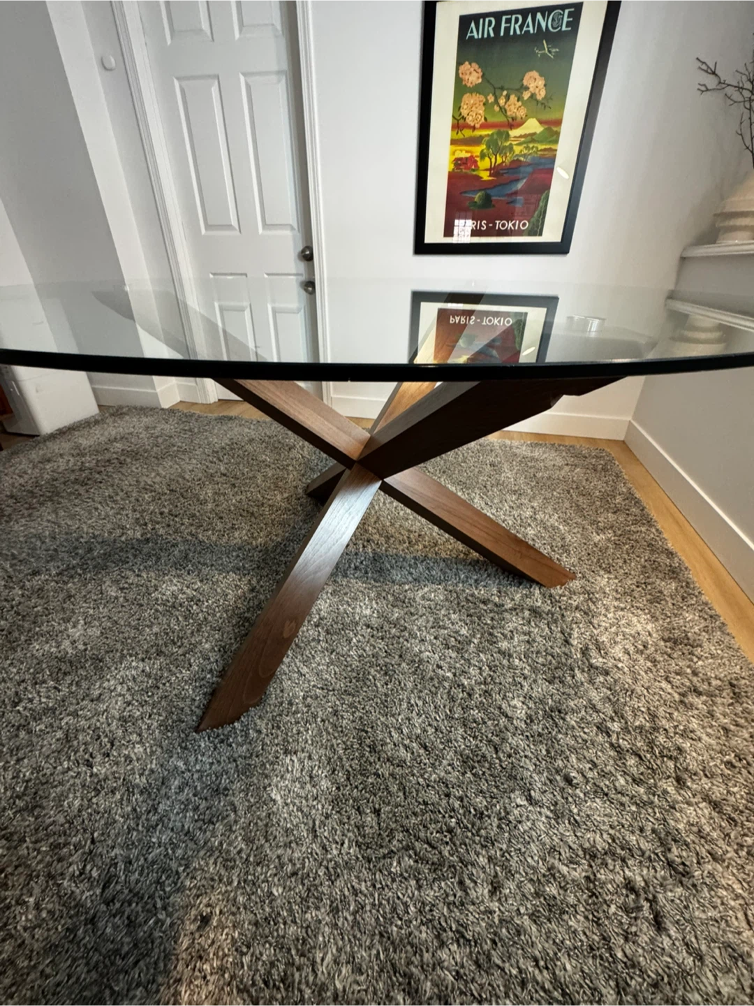 Glass Round Dining Table  and 4 Upholstered Chairs - photo 5