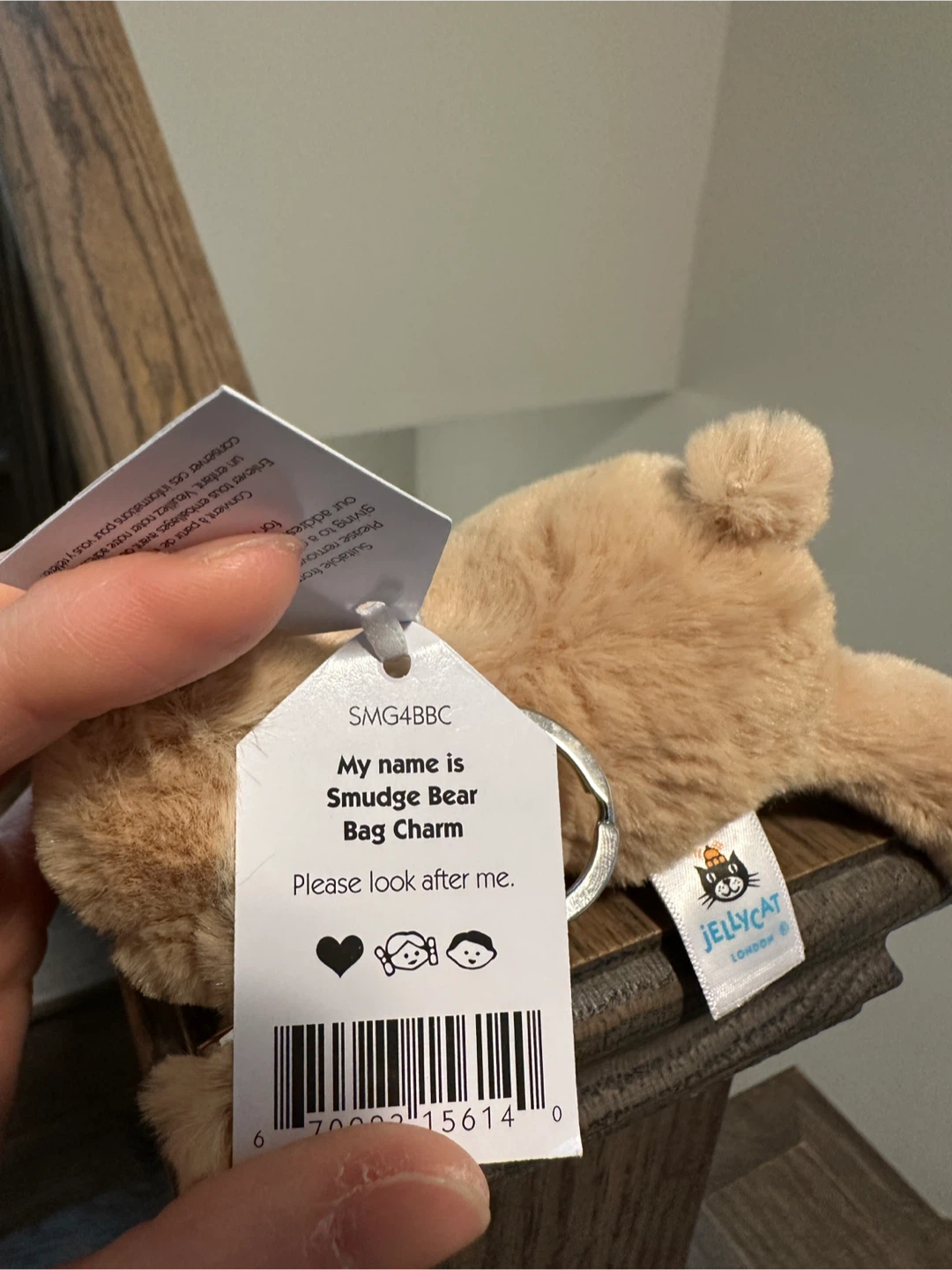Jellycat Smudge Bear Bag Charm 🧸 Rare & Super Soft! - photo 3