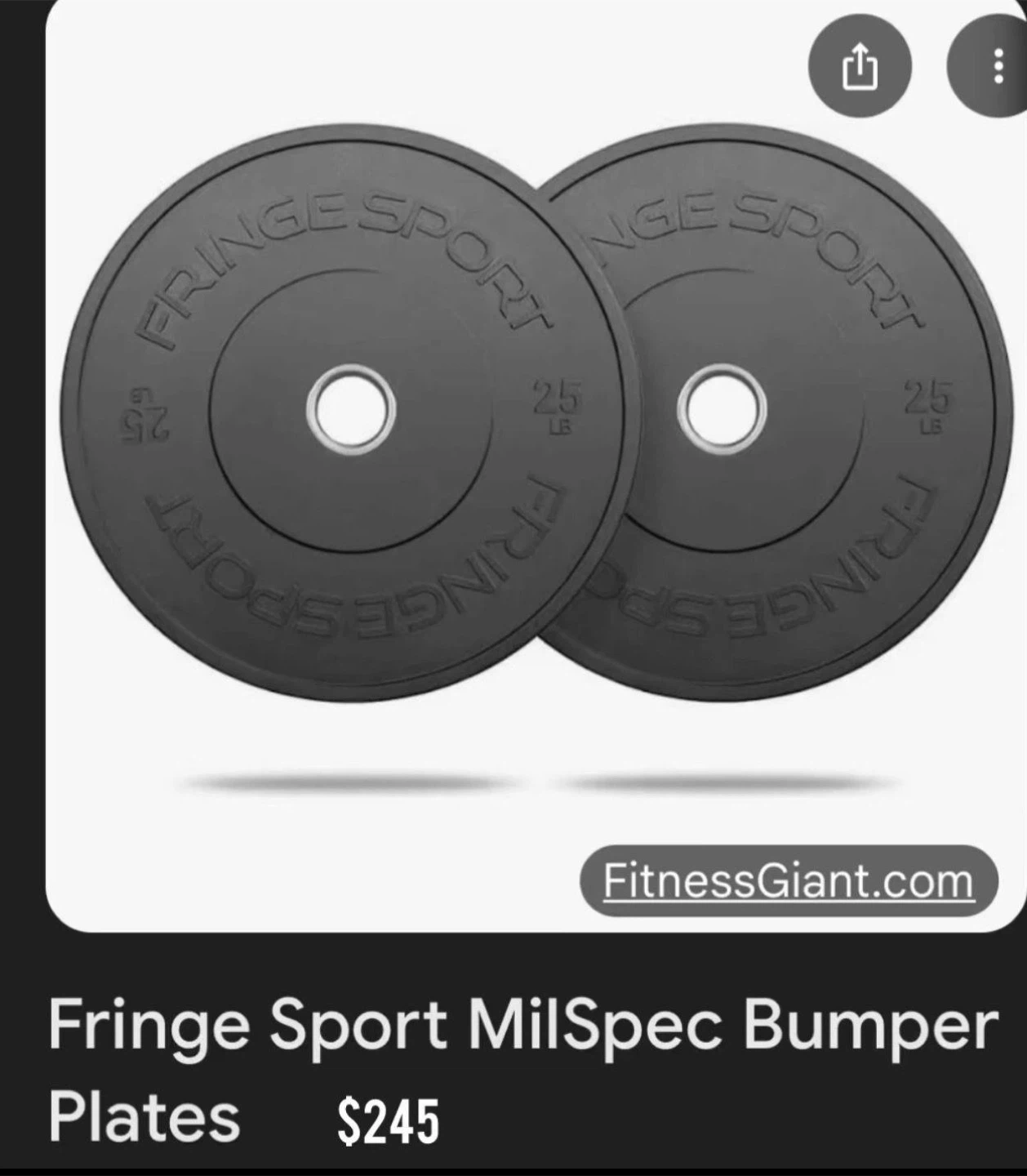 Fringe Sport Black Bumper Plates (25 LB Pair) - photo 3